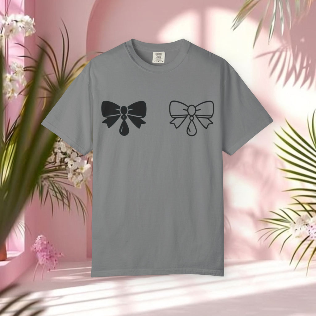 Bow Graphic T‑Shirt — "Milk & Lace — made of sugar." Back Text Tee