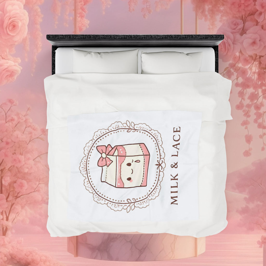 Kawaii Whimsical Velveteen Plush Blanket — Cute Cozy Throw