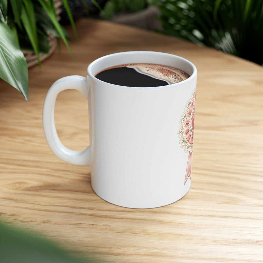Pink Delicate Monogram Ceramic Mug — Personalized Initial Coffee Cup (11oz, 15oz)