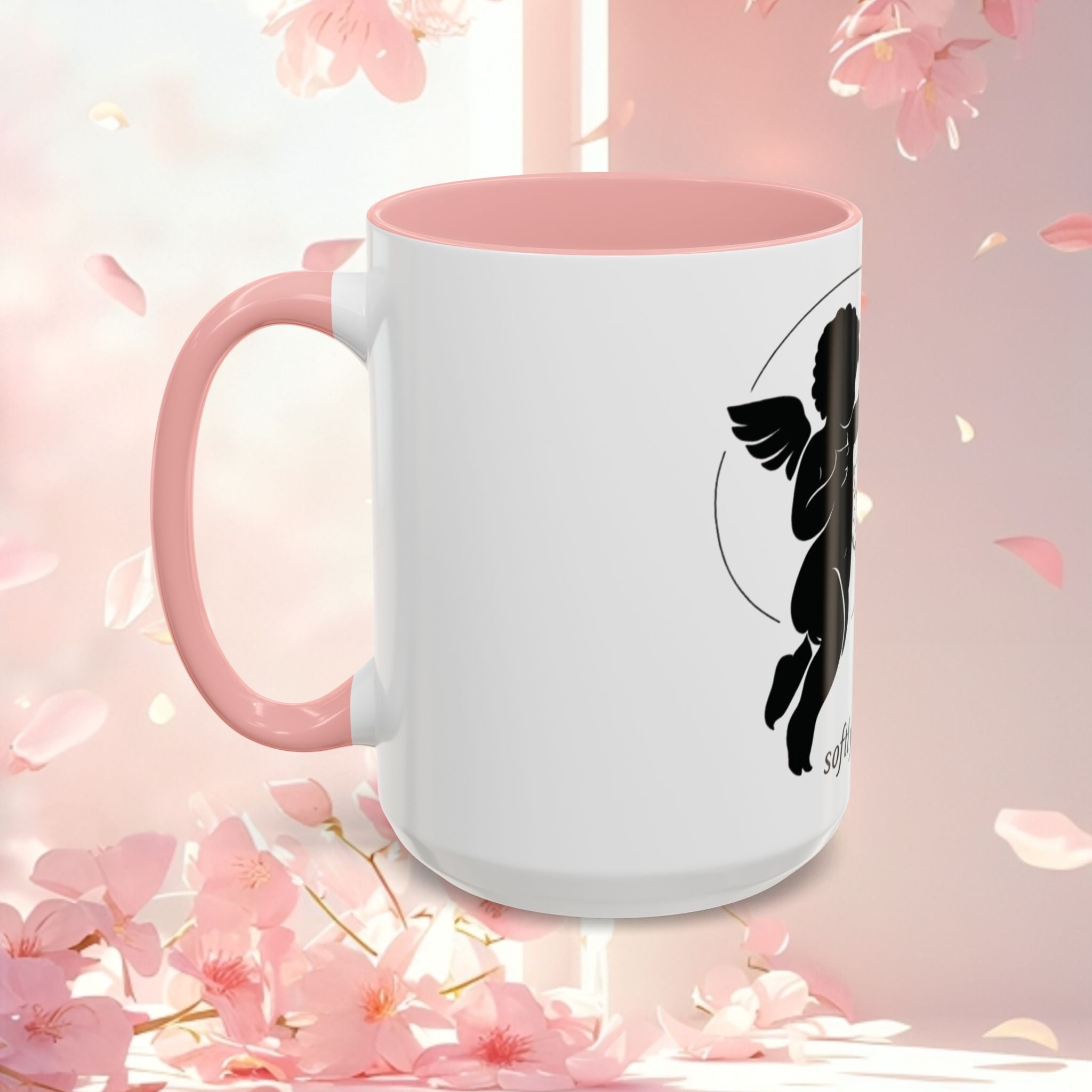 Cherub Illustration Accent Coffee Mug — Confident Angel Design (11/15 oz)