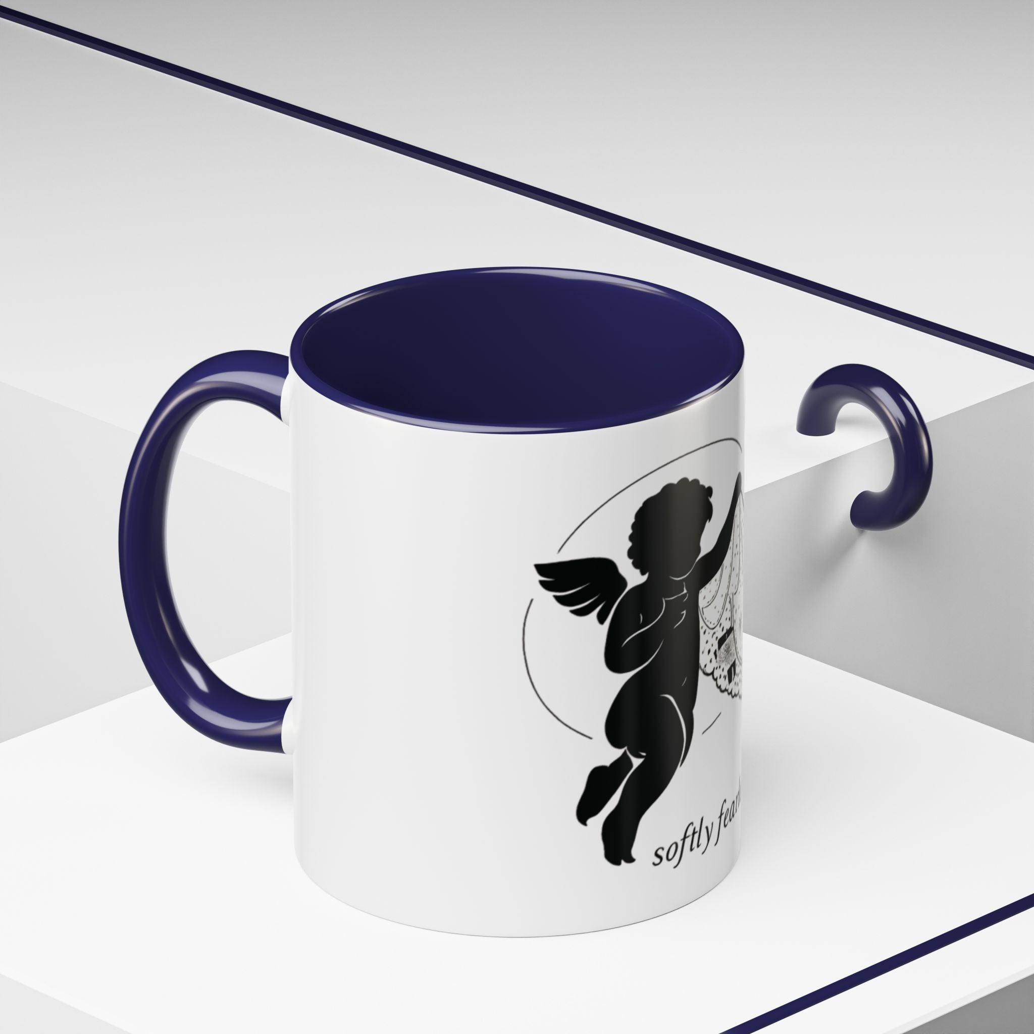 Cherub Illustration Accent Coffee Mug — Confident Angel Design (11/15 oz)