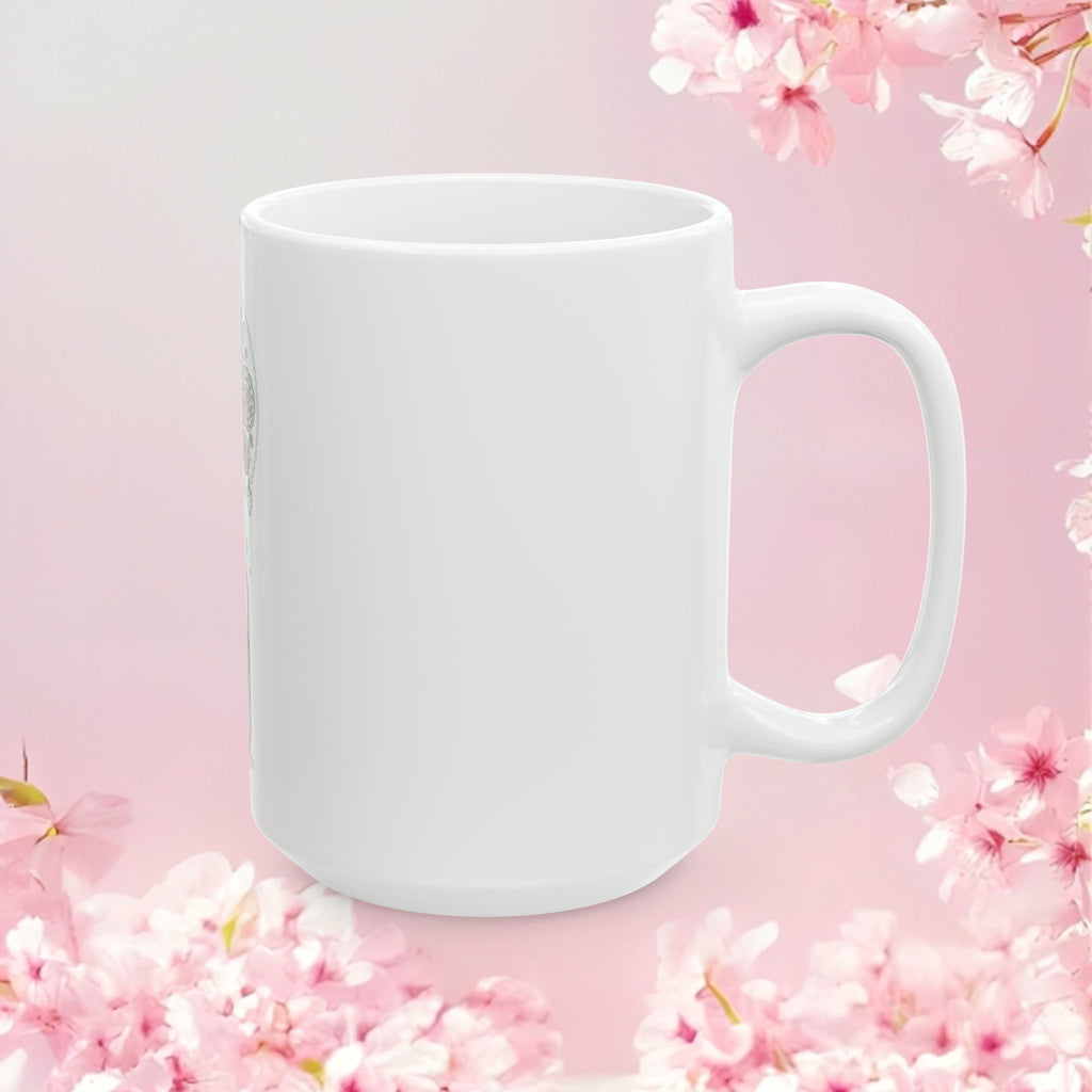 Floral Artisanal Ceramic Mug — Illustrated Flower Design (11oz & 15oz)