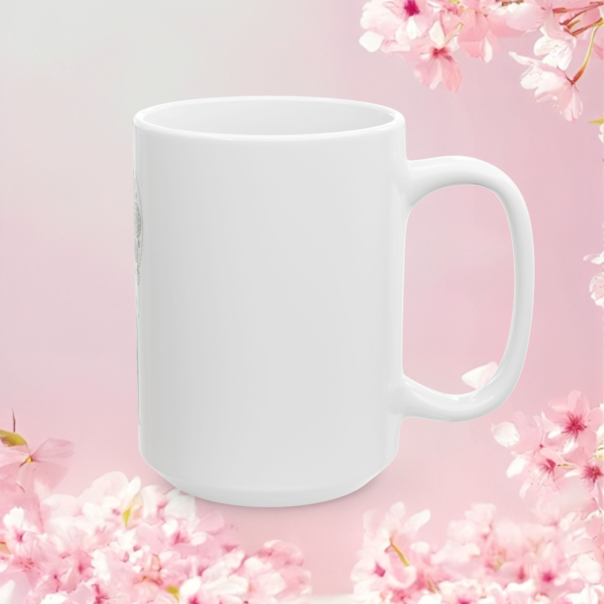 Floral Artisanal Ceramic Mug — Illustrated Flower Design (11oz & 15oz)