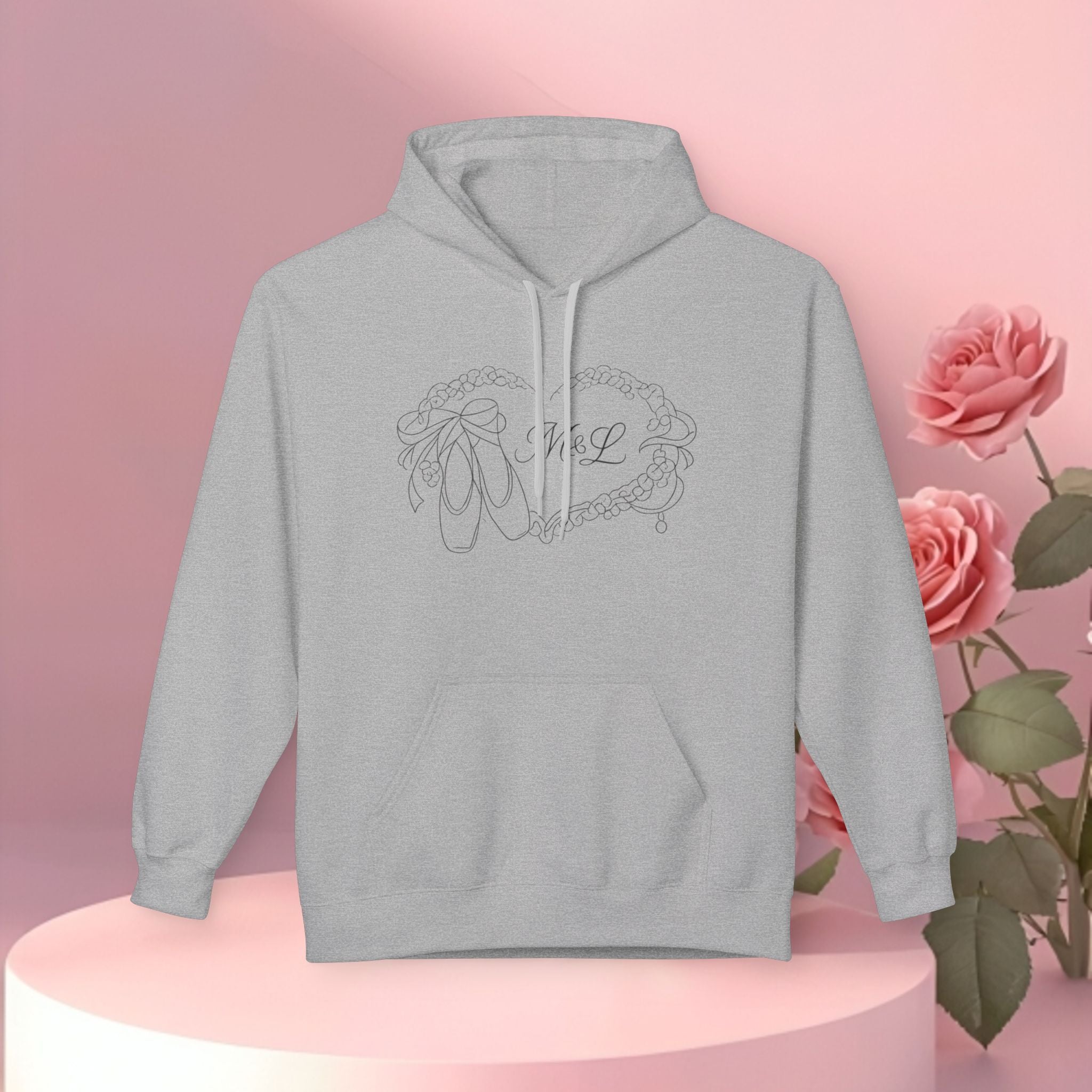 Floral Script Silhouette Hoodie — Vintage Floral Script Design