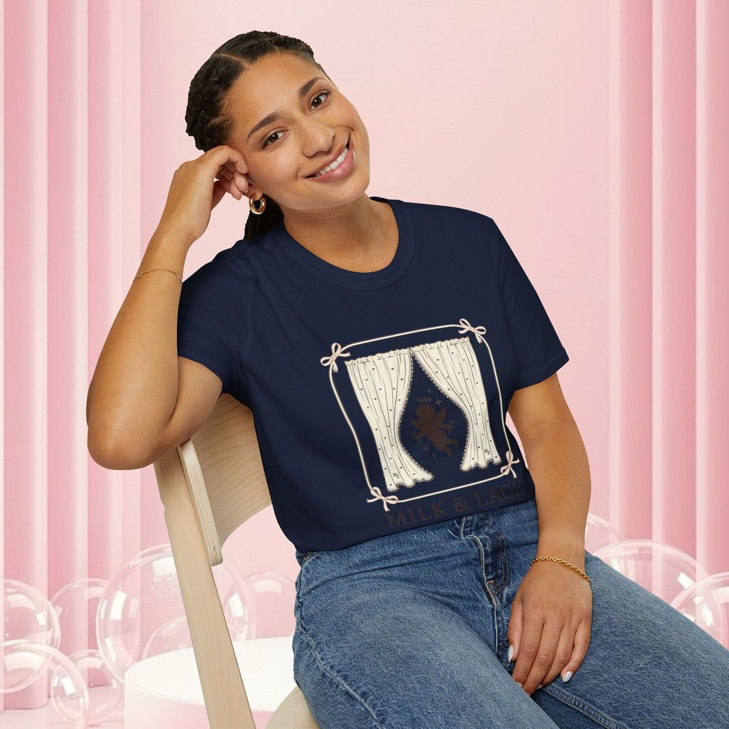 Milk & Lace Graphic T-Shirt — 'Handle With Desire' Vintage Cherub Design