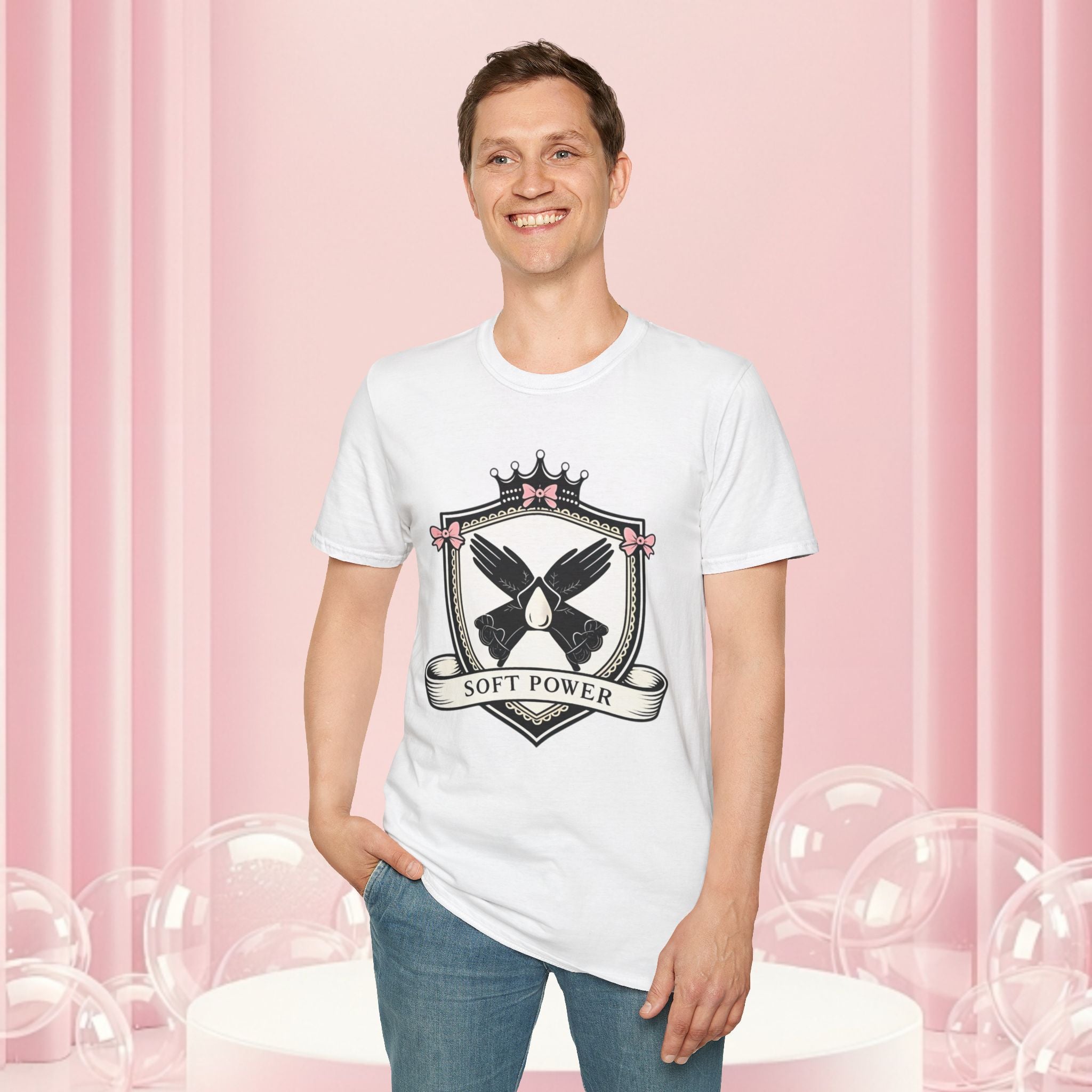 Soft Power Crest T‑Shirt — 'Milk & Lace' Feminine Crest Tee