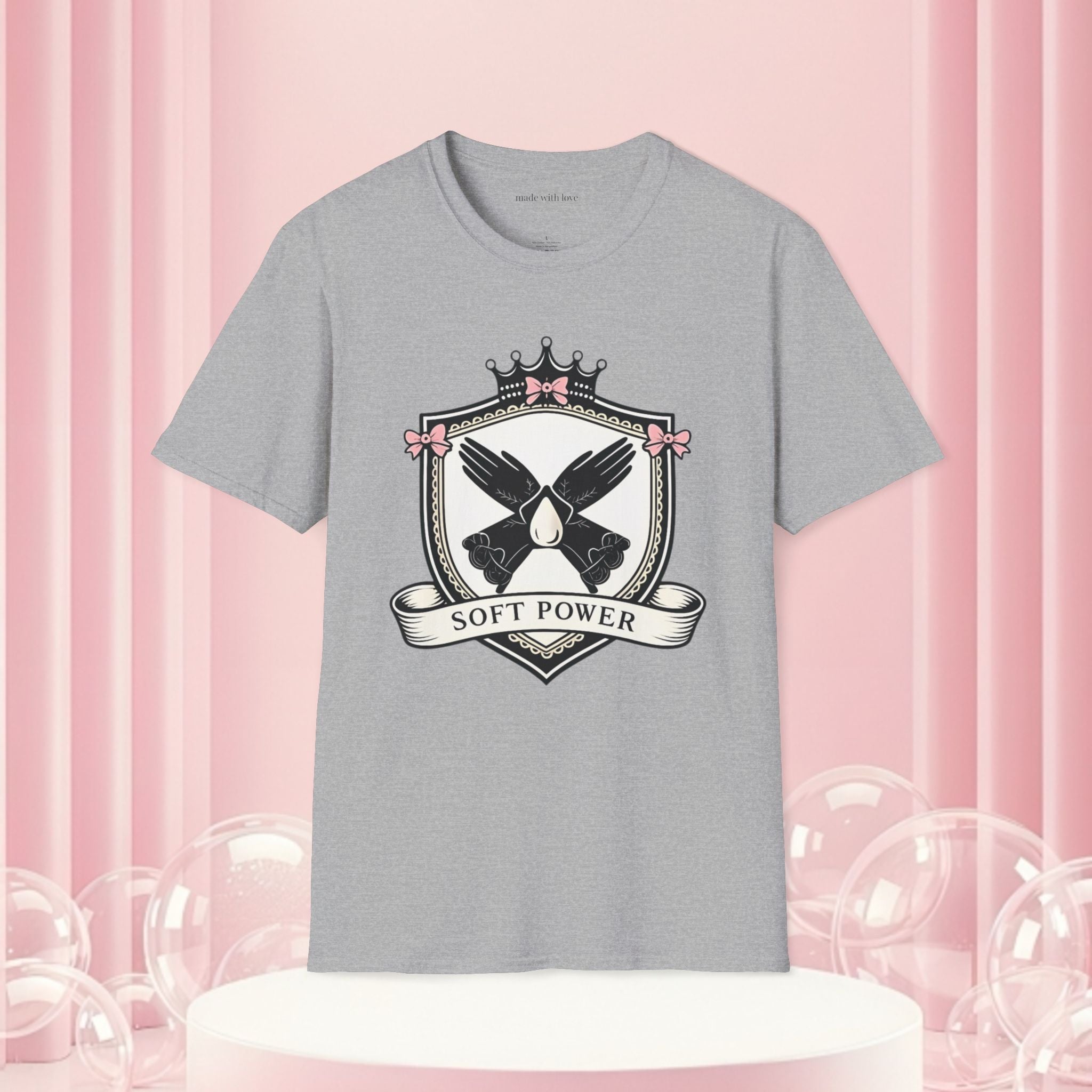 Soft Power Crest T‑Shirt — 'Milk & Lace' Feminine Crest Tee