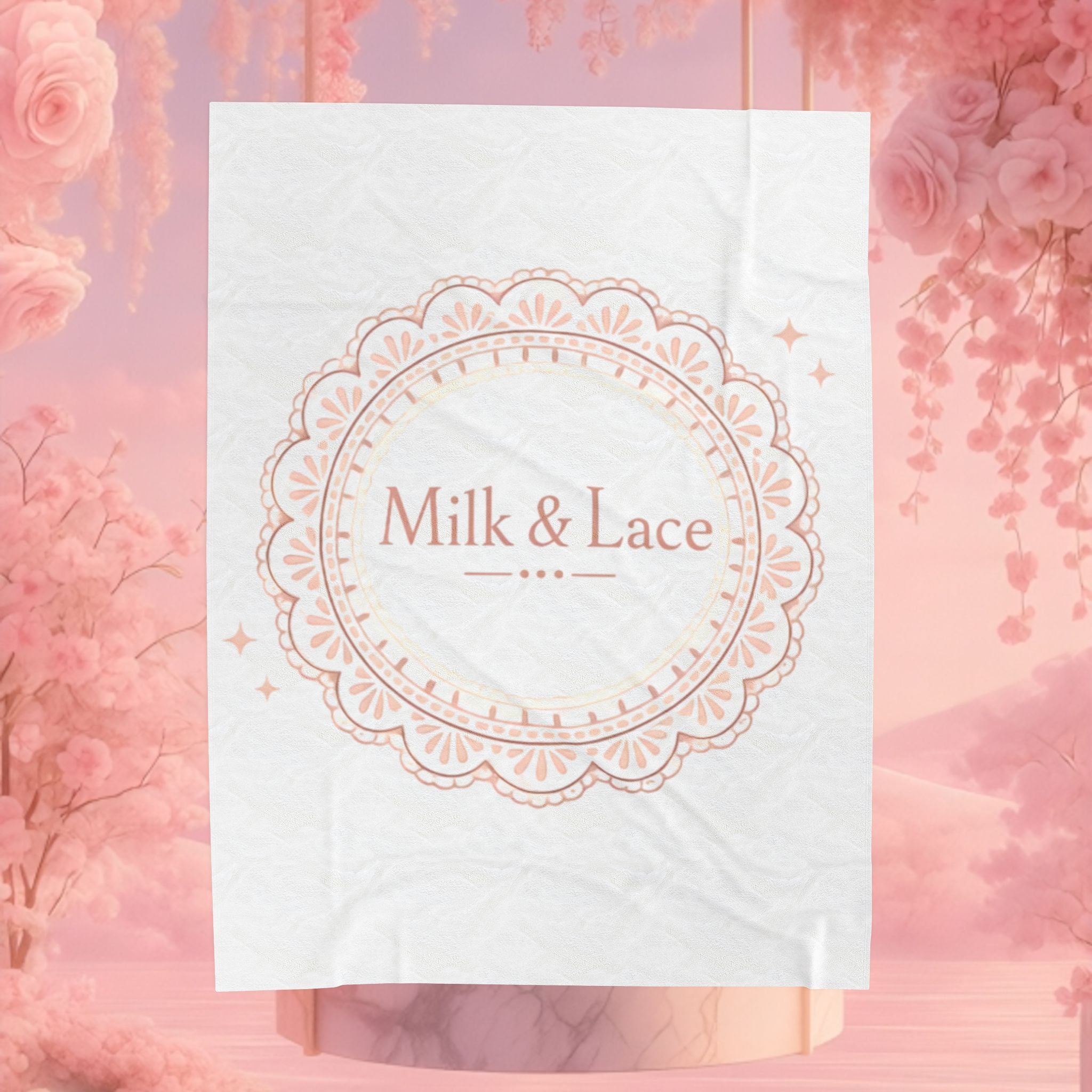 Velveteen Plush Blanket — "Milk & Lace" Soft Decorative Throw for Cozy Bedrooms, Gift for Her