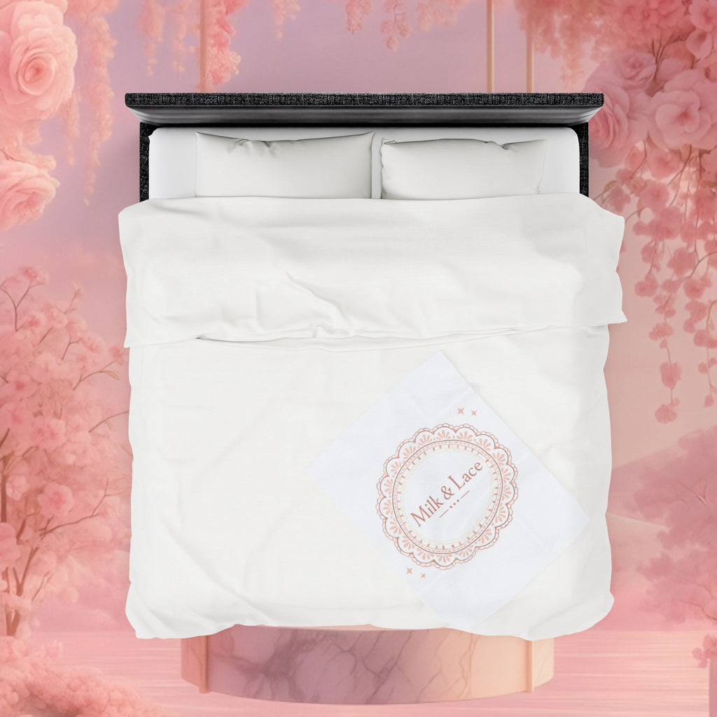 Velveteen Plush Blanket — "Milk & Lace" Soft Decorative Throw for Cozy Bedrooms, Gift for Her