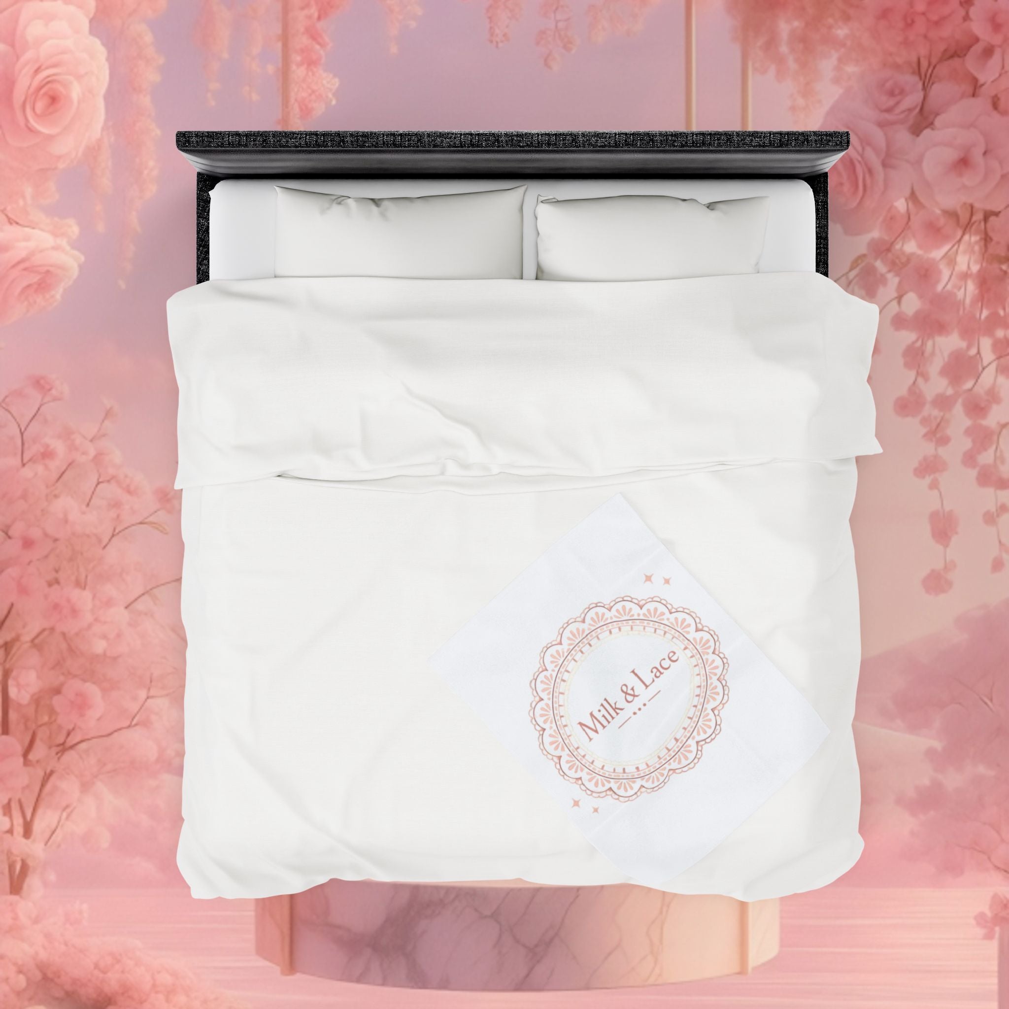 Velveteen Plush Blanket — "Milk & Lace" Soft Decorative Throw for Cozy Bedrooms, Gift for Her