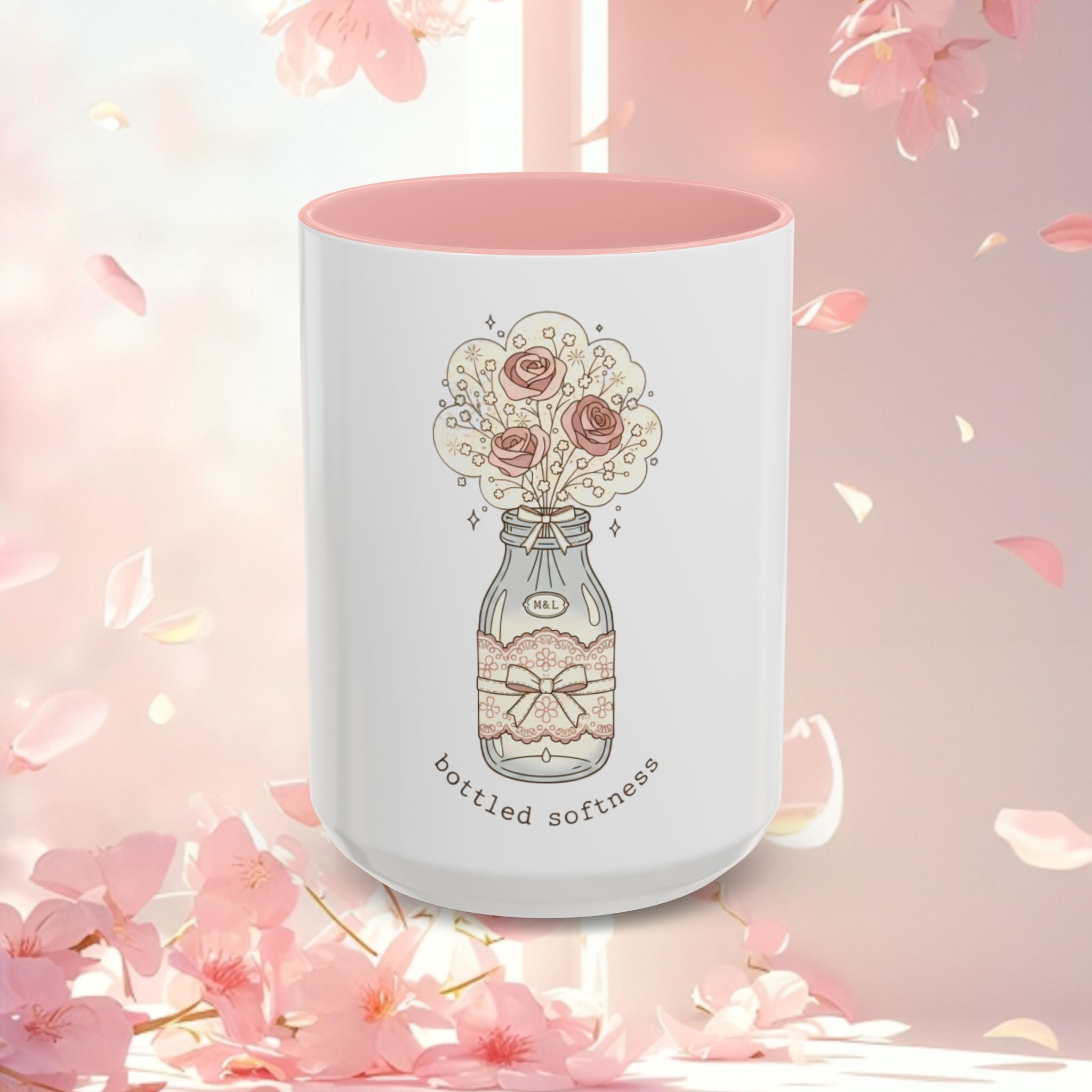 Soft Floral Accent Coffee Mug — Gentle Floral 11/15oz