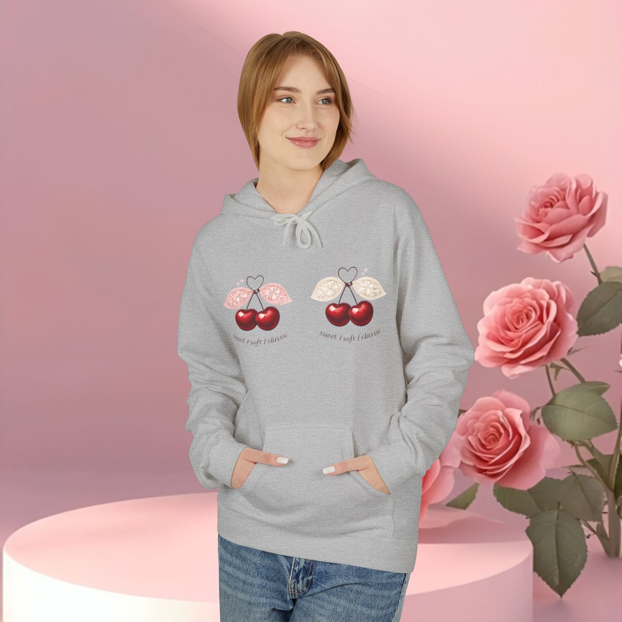 ''sueet / soft / delicate'' — Cherry Graphic Fleece Hoodie