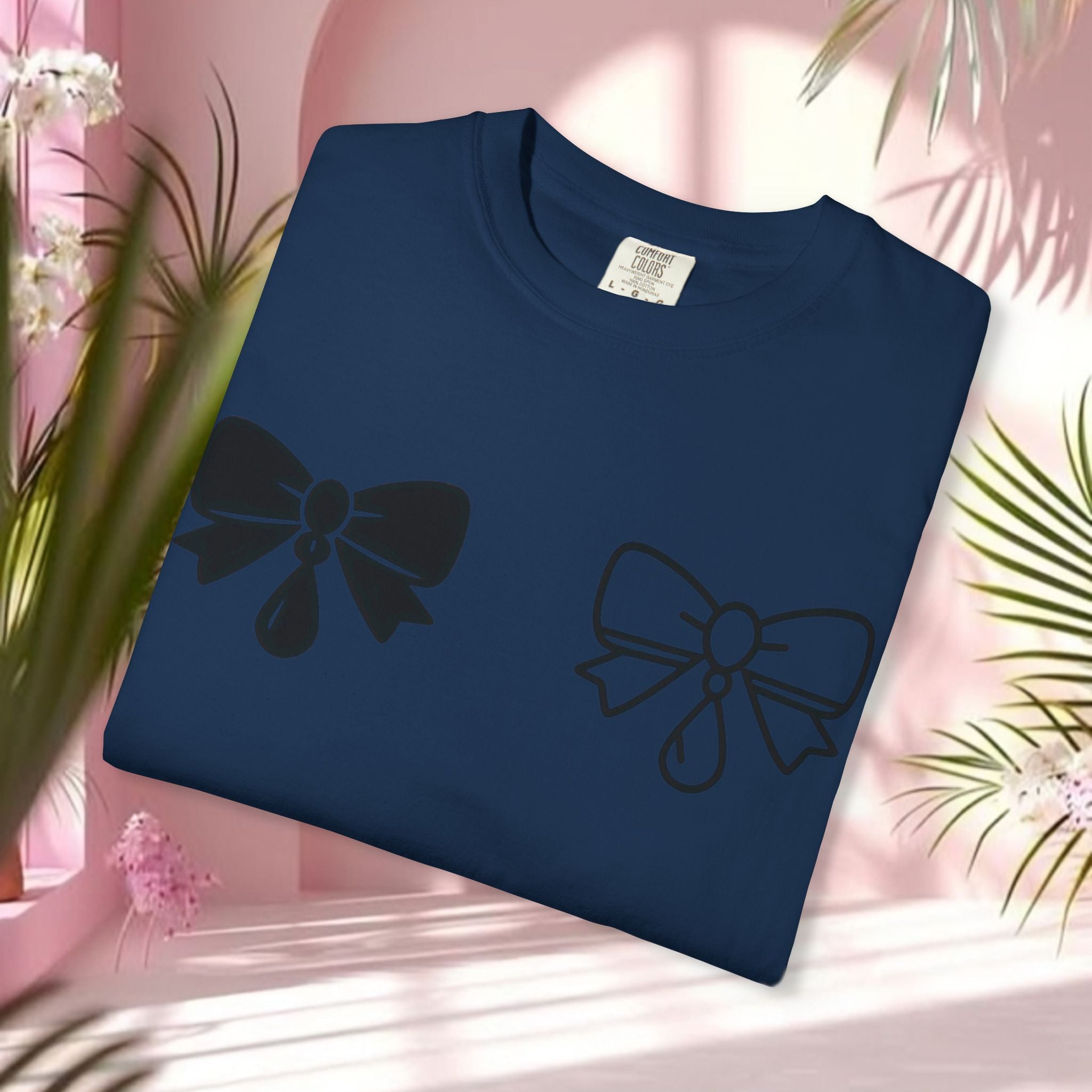 Bow Graphic T‑Shirt — "Milk & Lace — made of sugar." Back Text Tee