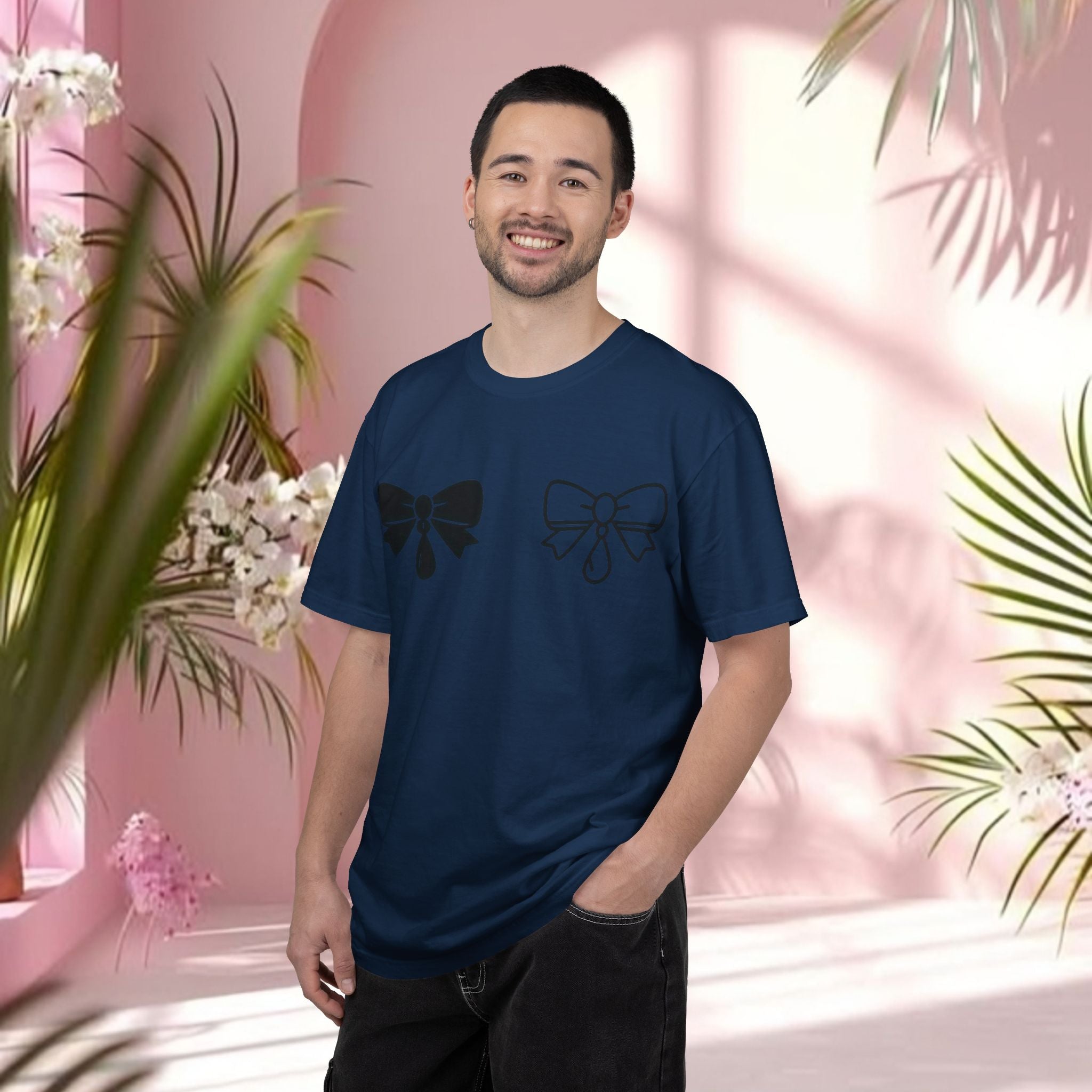 Bow Graphic T‑Shirt — "Milk & Lace — made of sugar." Back Text Tee