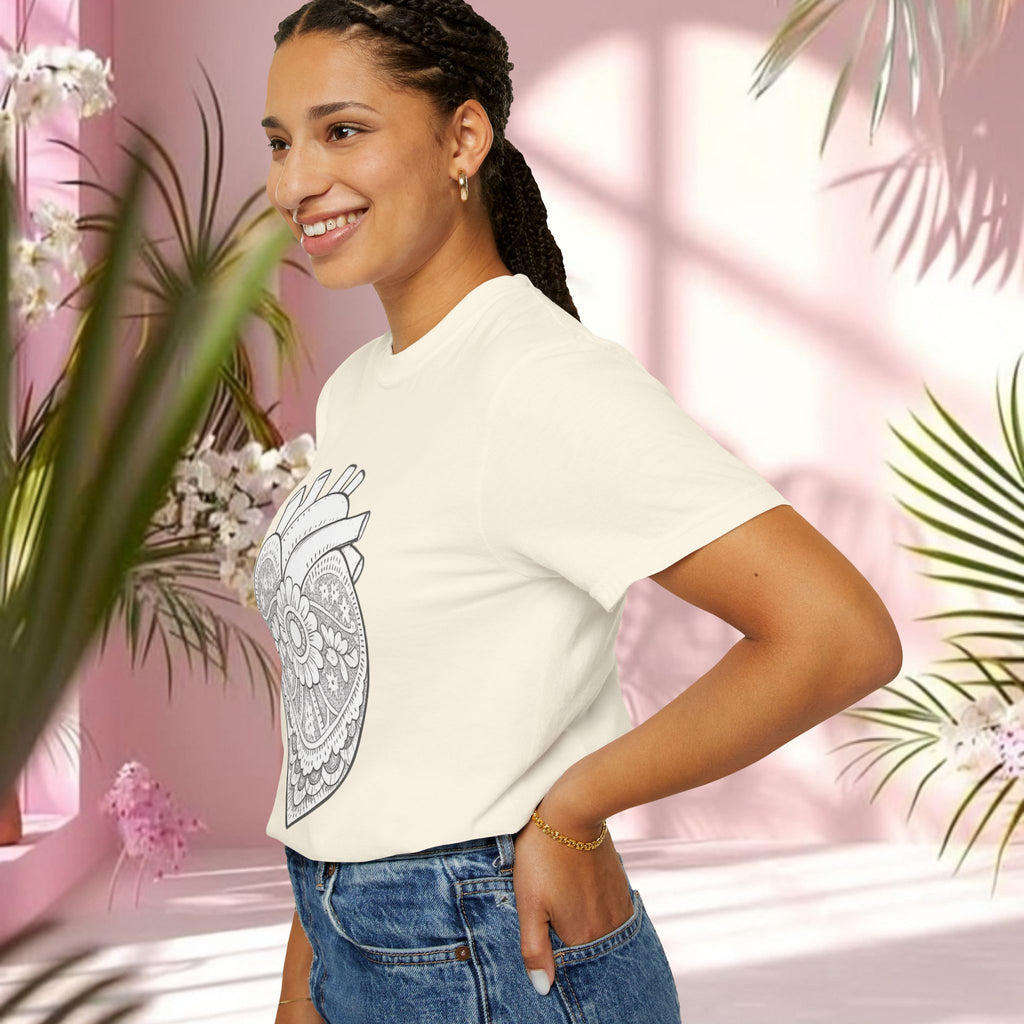 Lace Heart Anatomical Tee — "soft things only" Cotton T-Shirt