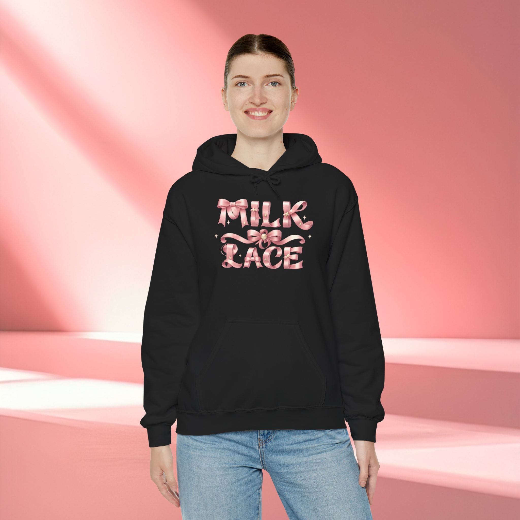 Floral Feminine Typography Hoodie — Feminine Floral Script Hooded Sweatshirt