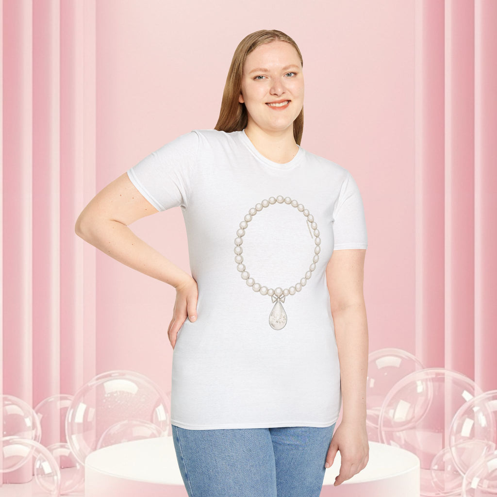 Pearl Necklace Graphic T‑Shirt — 'Milk & Lace' Minimalist Jewelry Tee
