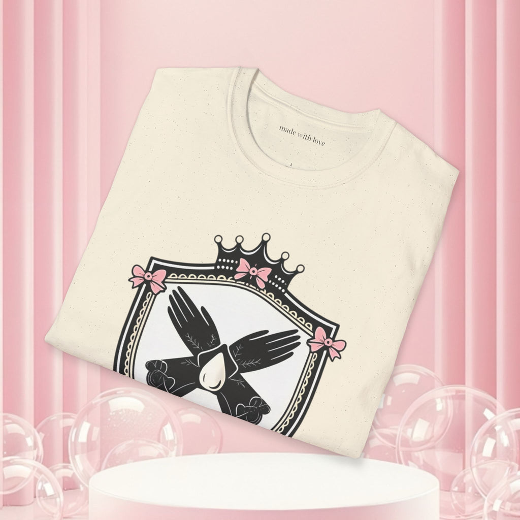 Soft Power Crest T‑Shirt — 'Milk & Lace' Feminine Crest Tee