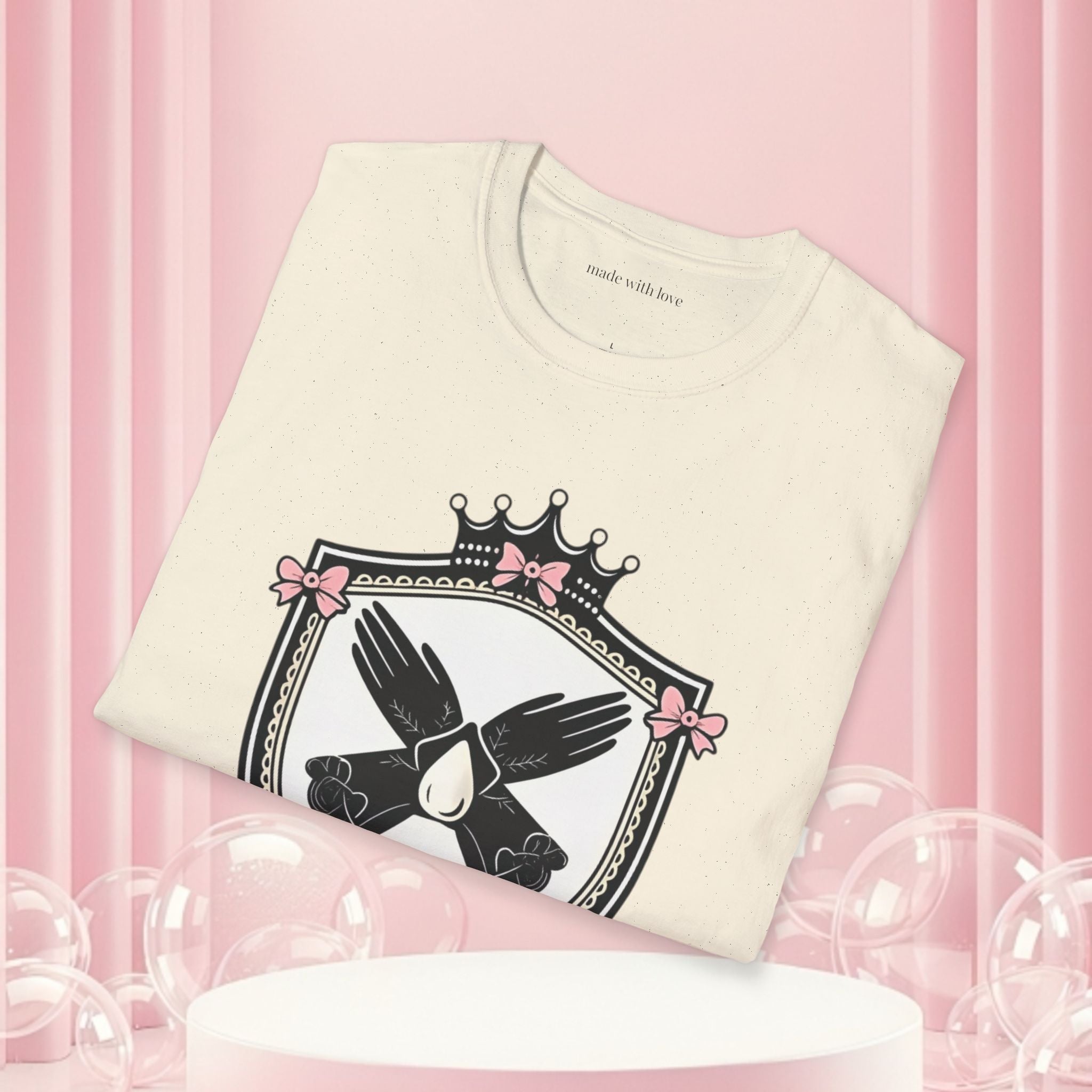 Soft Power Crest T‑Shirt — 'Milk & Lace' Feminine Crest Tee