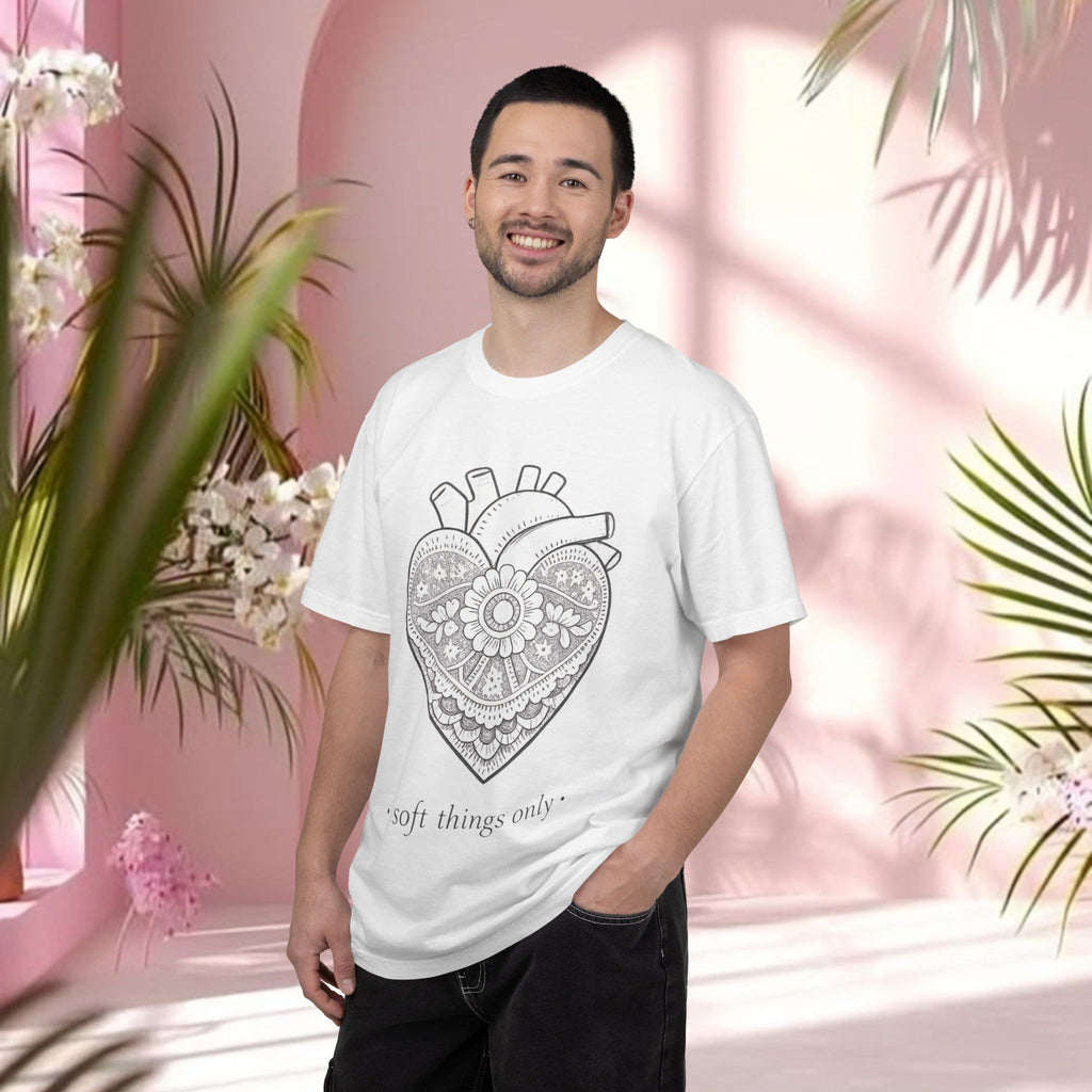 Lace Heart Anatomical Tee — "soft things only" Cotton T-Shirt