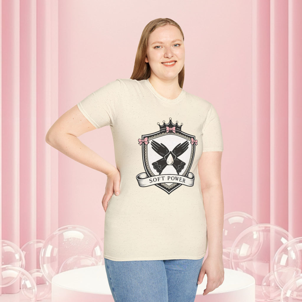 Soft Power Crest T‑Shirt — 'Milk & Lace' Feminine Crest Tee