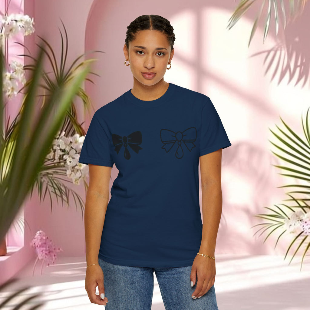 Bow Graphic T‑Shirt — "Milk & Lace — made of sugar." Back Text Tee