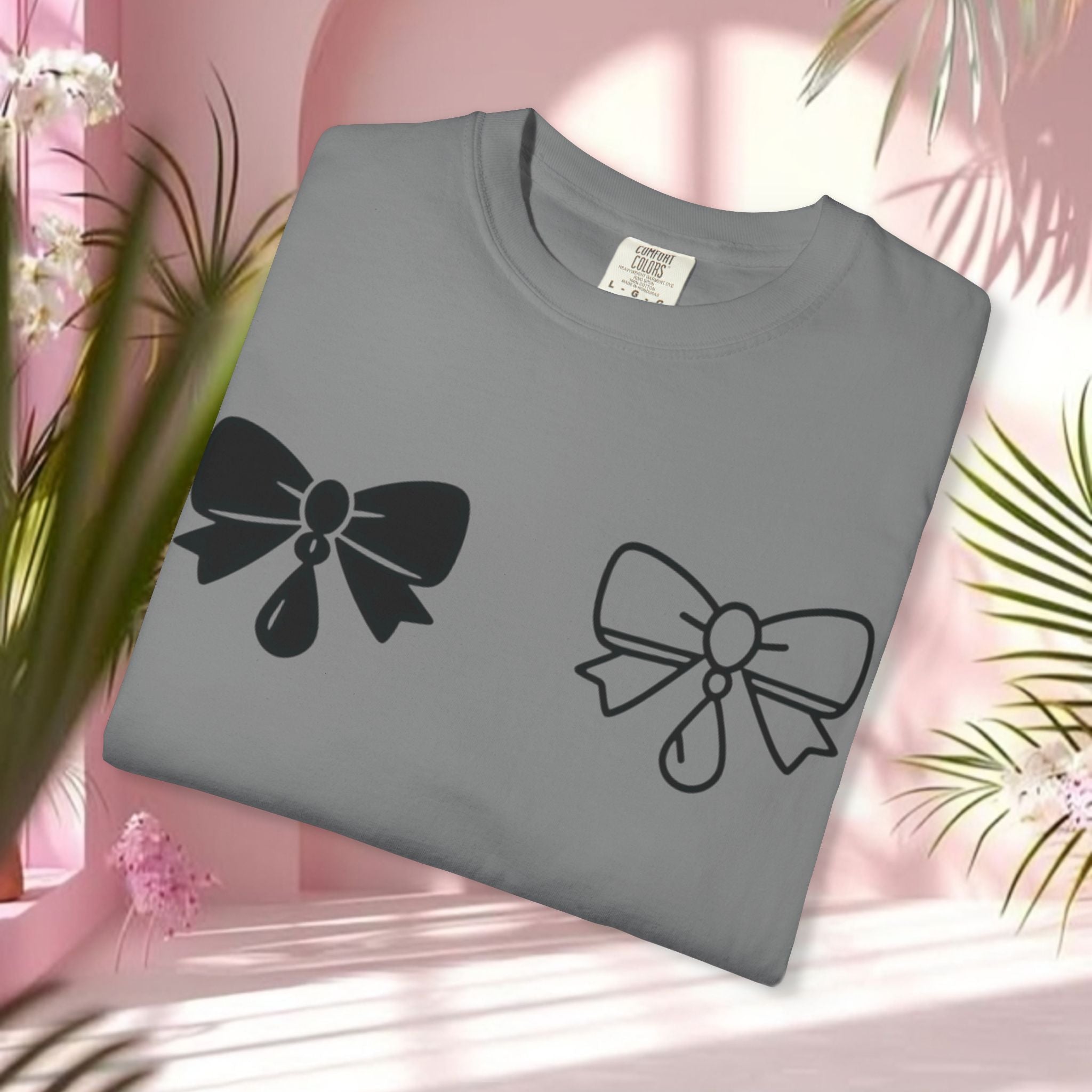 Bow Graphic T‑Shirt — "Milk & Lace — made of sugar." Back Text Tee