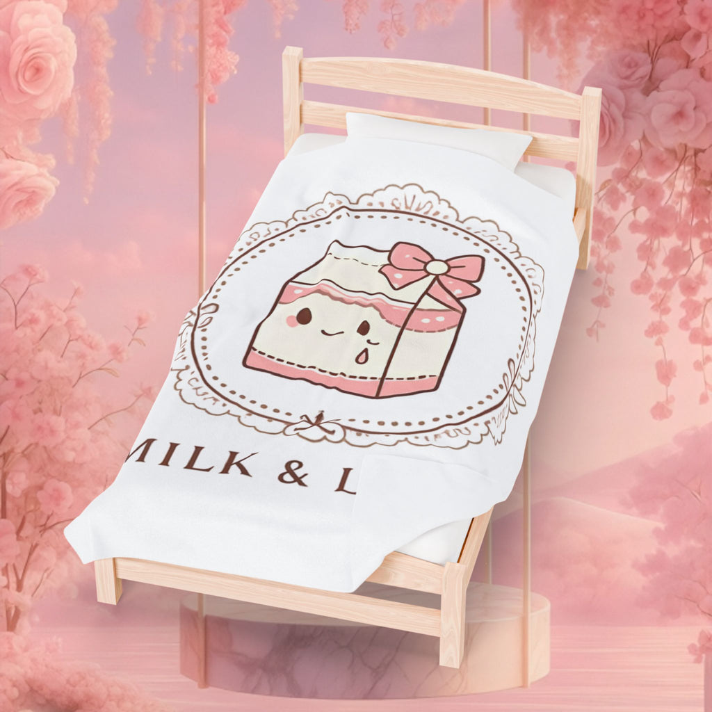 Kawaii Whimsical Velveteen Plush Blanket — Cute Cozy Throw