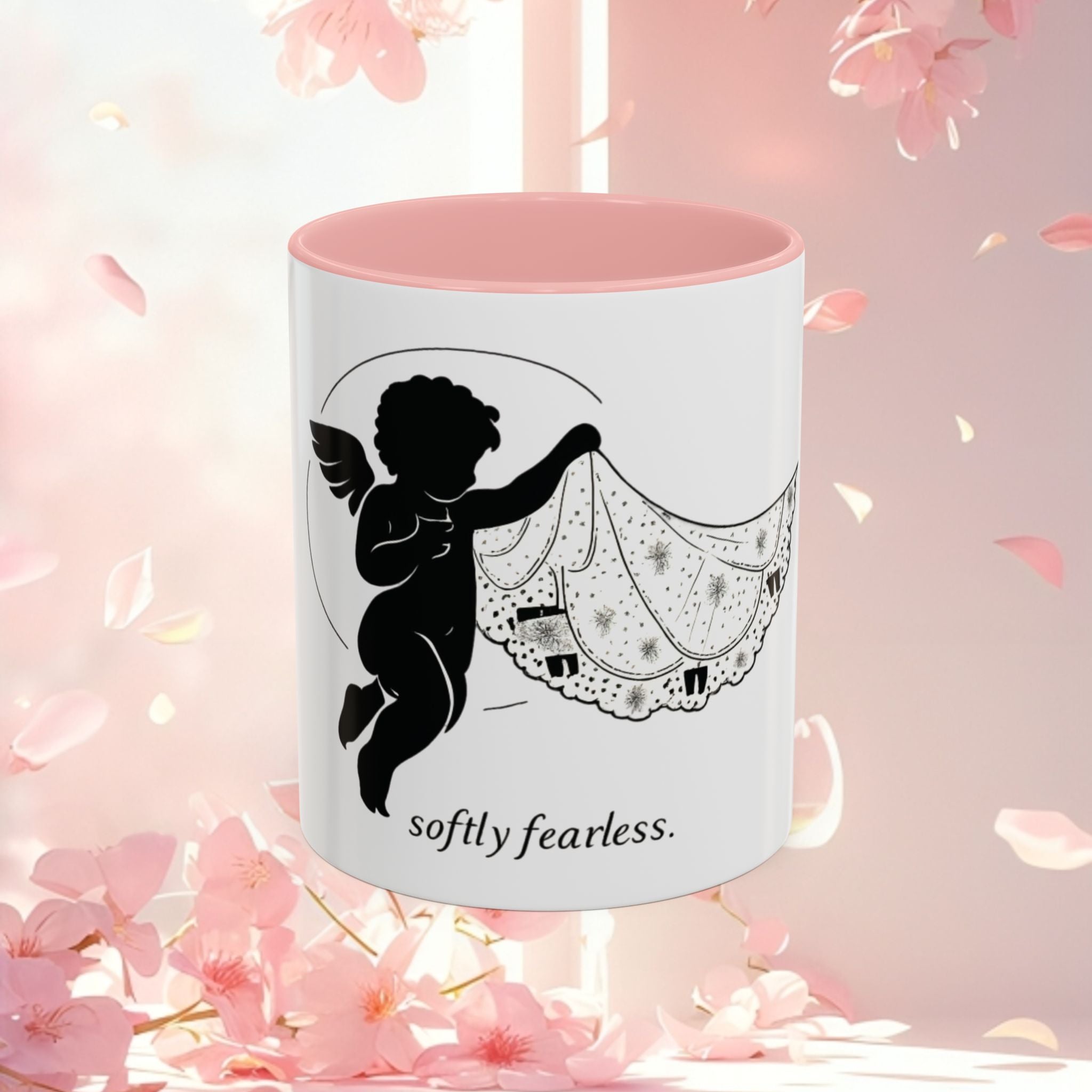 Cherub Illustration Accent Coffee Mug — Confident Angel Design (11/15 oz)