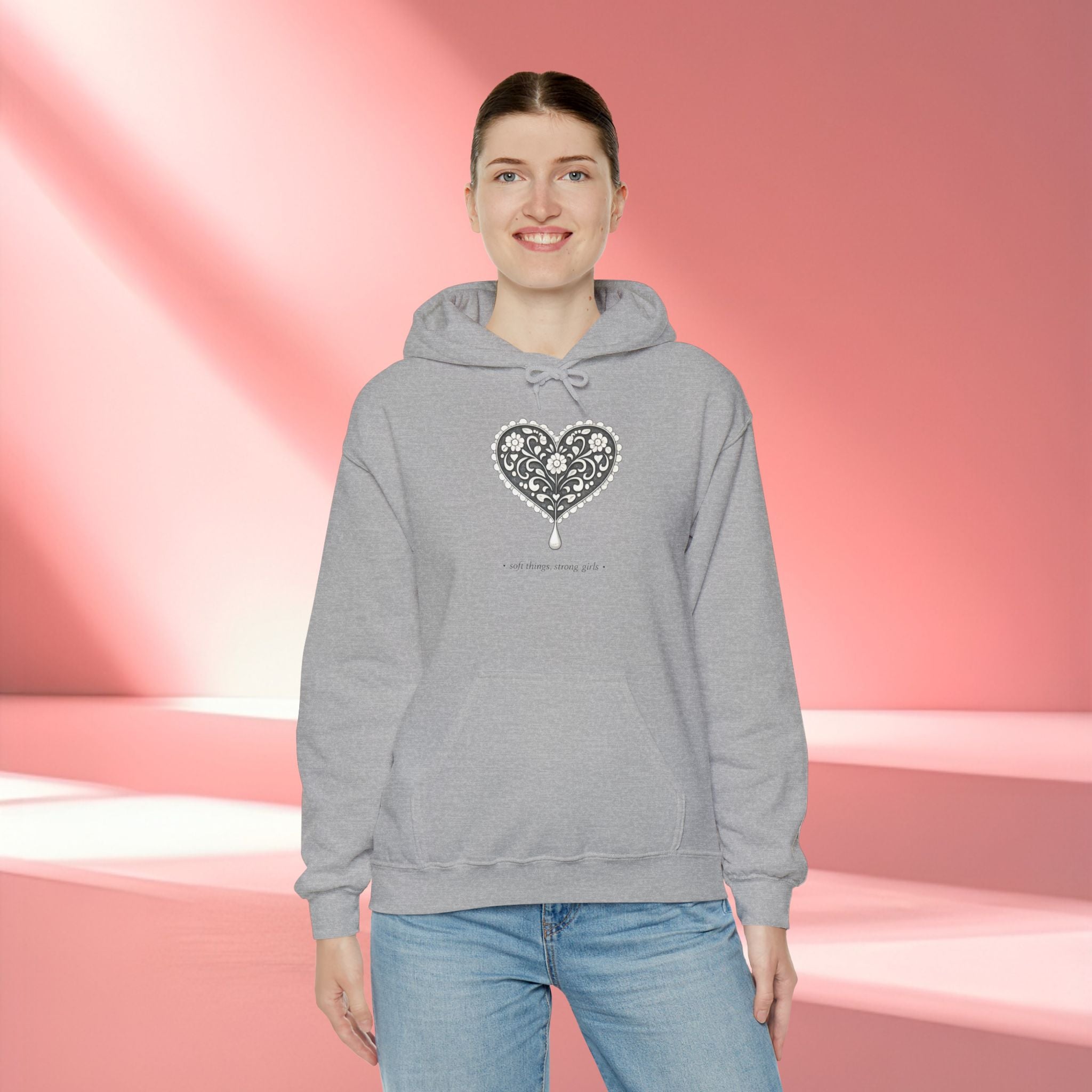 Romantic Delicate Graphic Hoodie — Floral-Inspired Cozy Sweatshirt