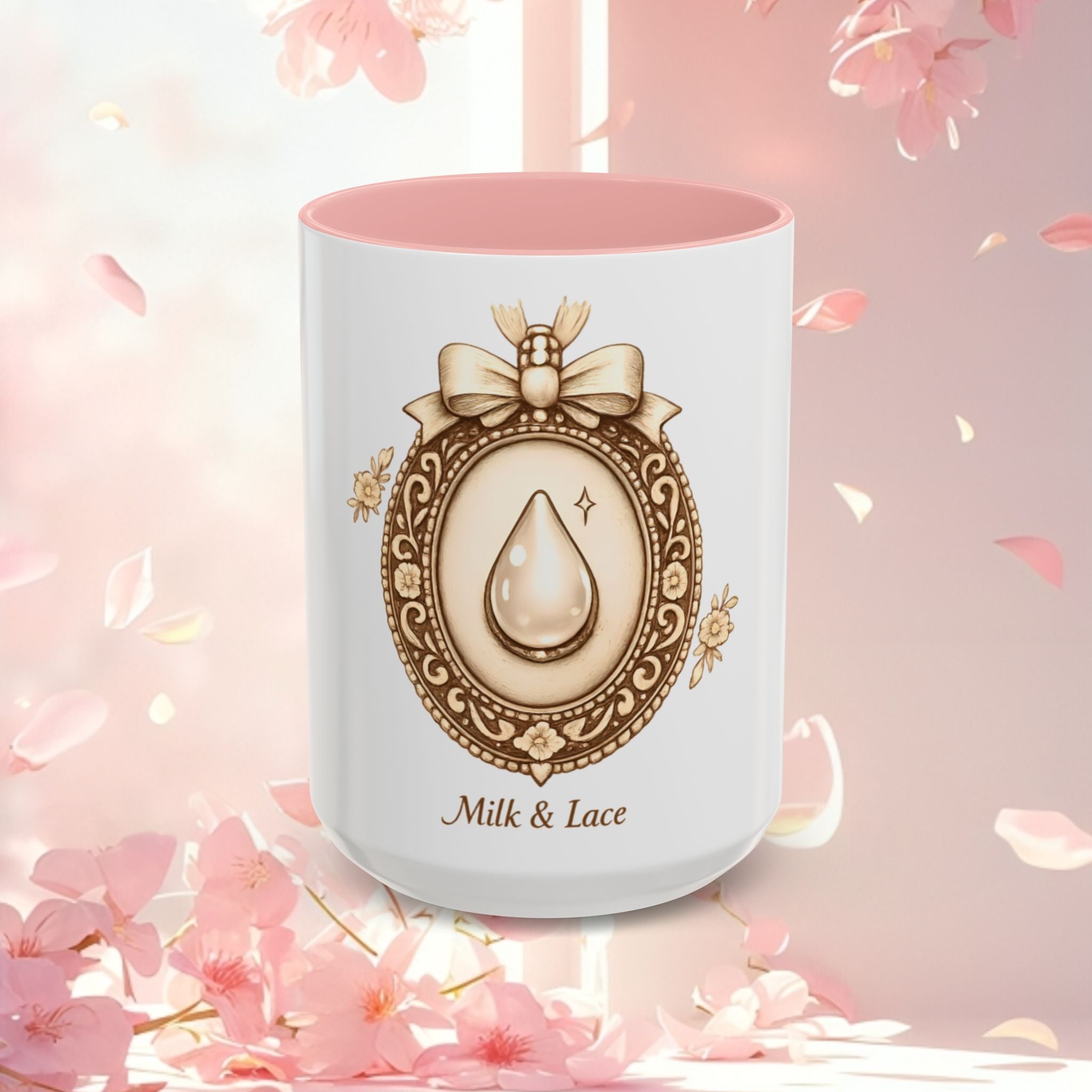 Vintage Cameo Emblem Accent Coffee Mug — Retro Portrait Ceramic Mug (11/15 oz)