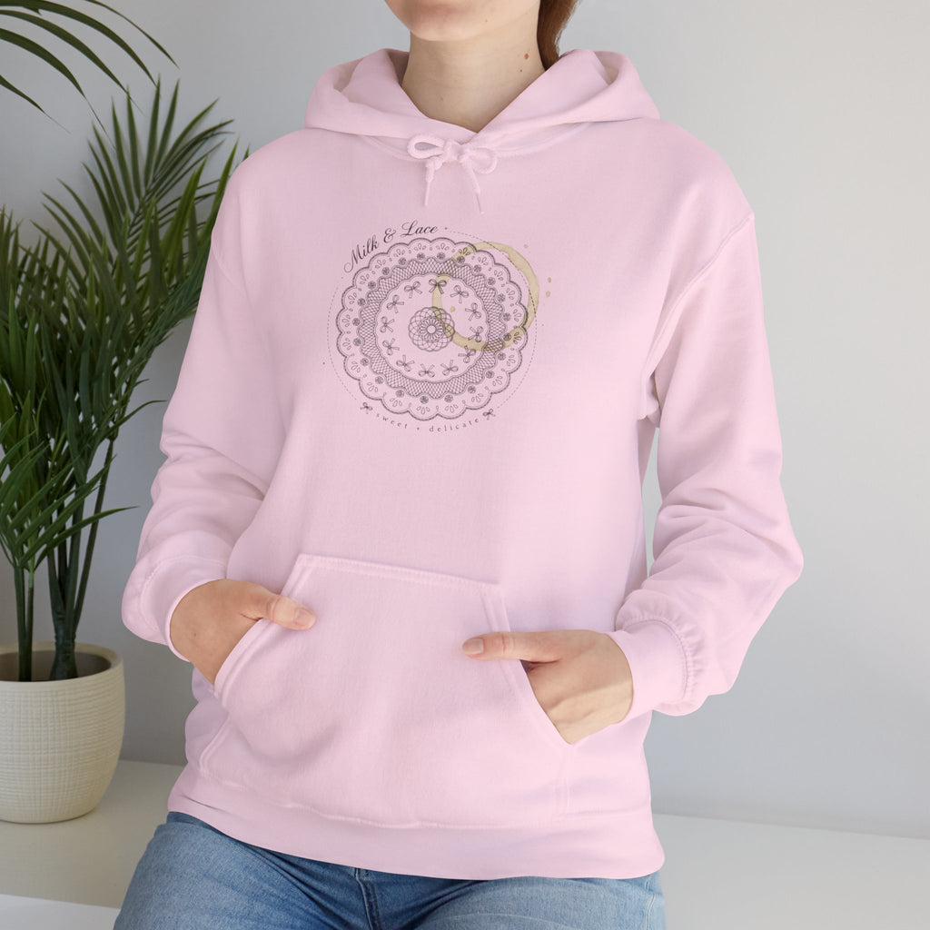 Mandala Coffee Stain Hoodie — Minimalist Boho Sweatshirt