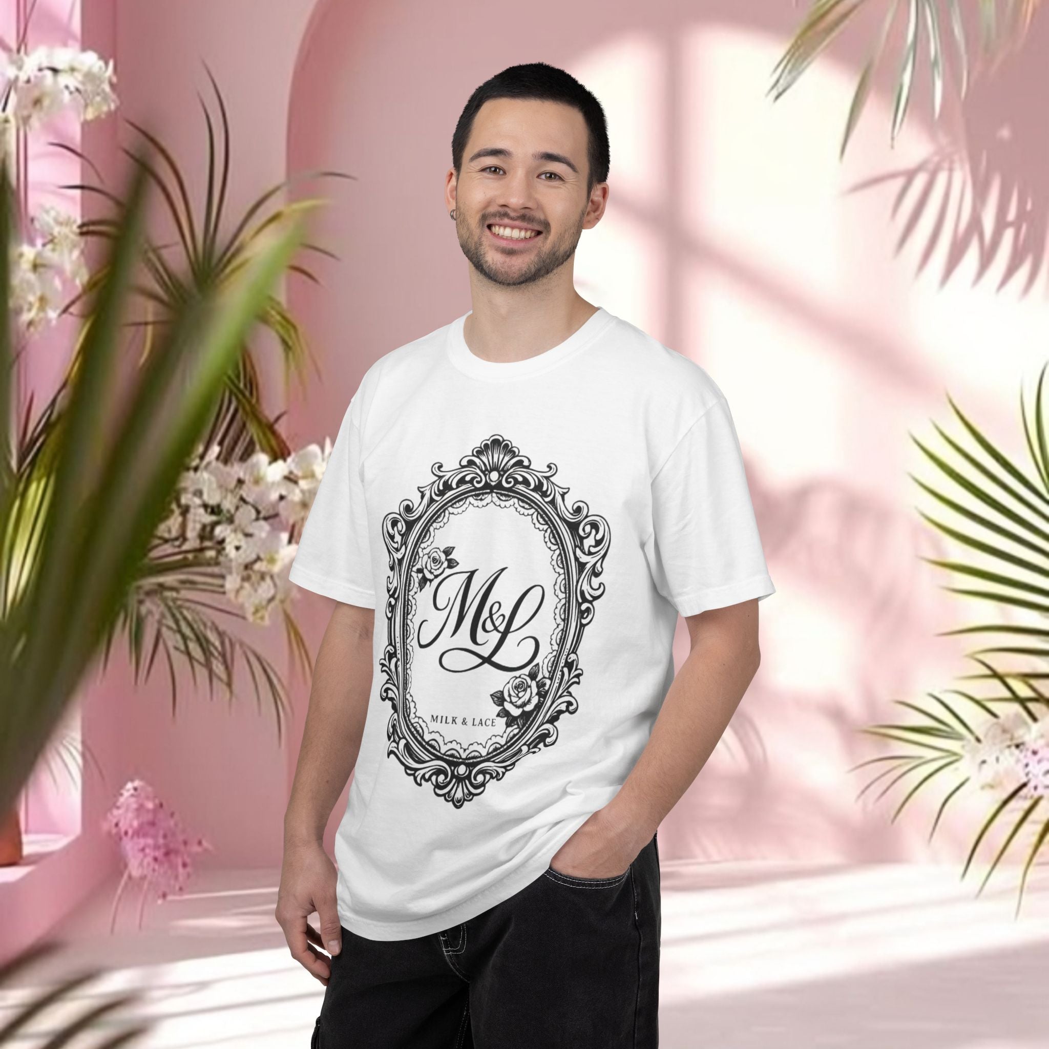 Ornate Monogram T-Shirt — "M&L" Vintage Frame Graphic