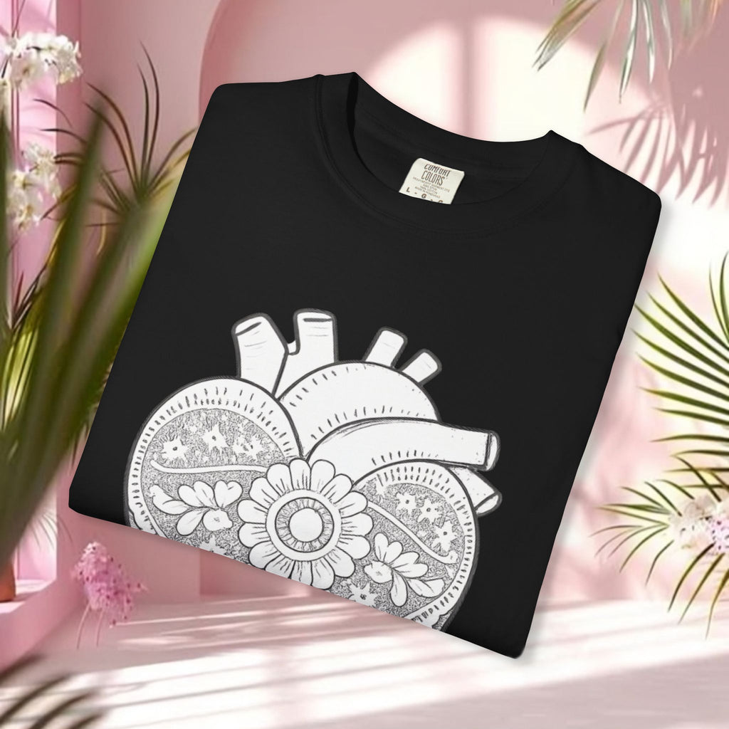 Lace Heart Anatomical Tee — "soft things only" Cotton T-Shirt