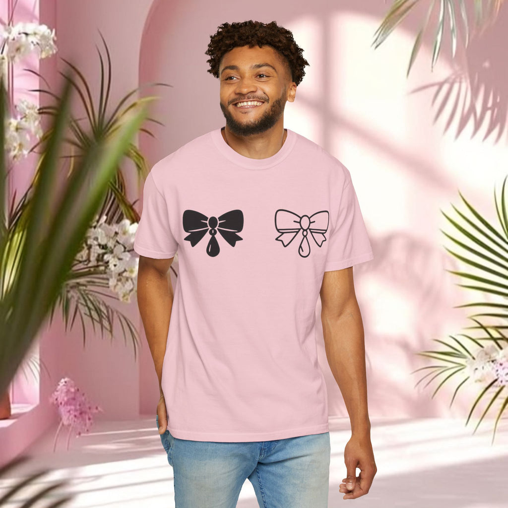 Bow Graphic T‑Shirt — "Milk & Lace — made of sugar." Back Text Tee