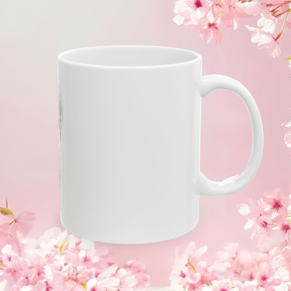 Floral Artisanal Ceramic Mug — Illustrated Flower Design (11oz & 15oz)