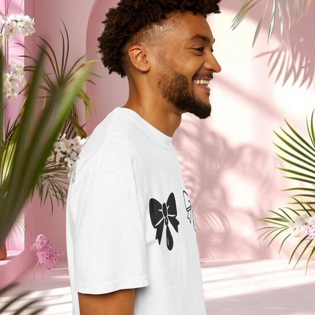Bow Graphic T‑Shirt — "Milk & Lace — made of sugar." Back Text Tee