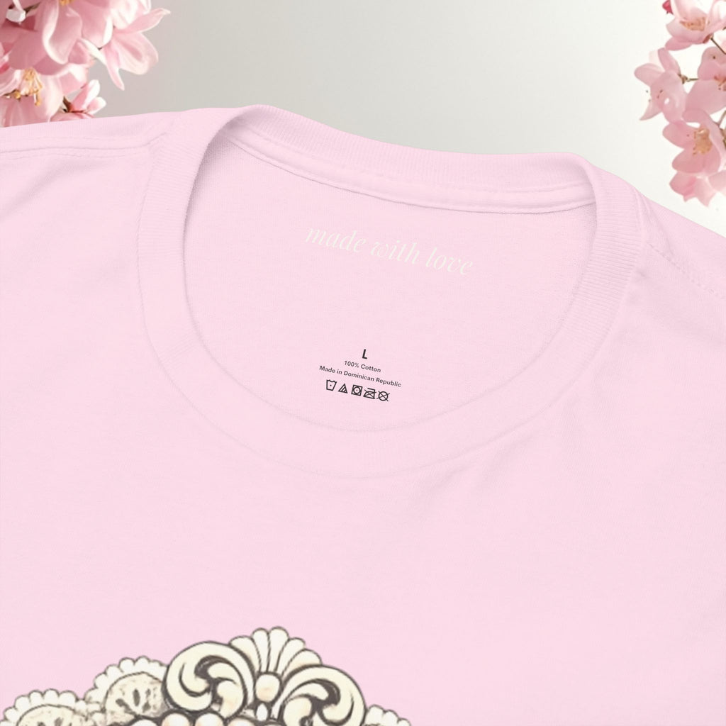 Cute Girly Cat T-Shirt — Soft Pastel Cat Graphic Tee for Cat Lovers