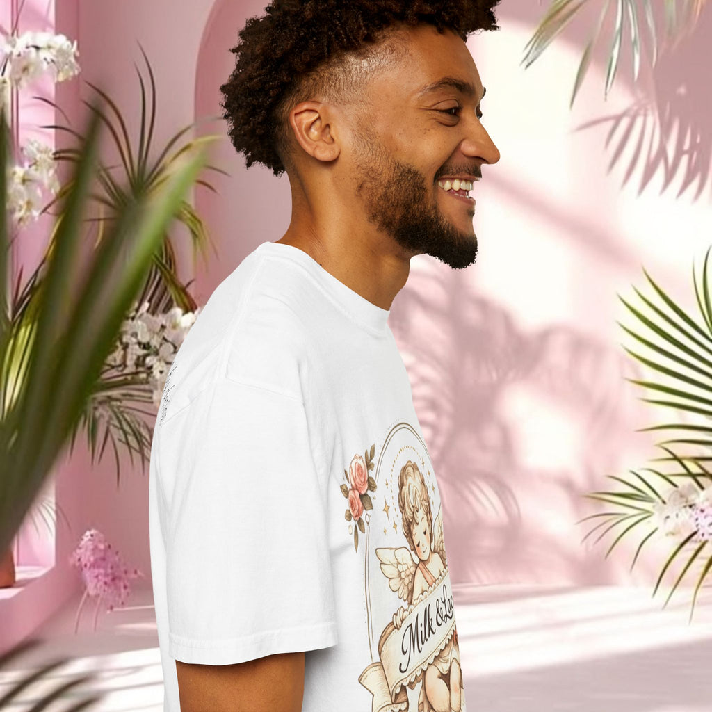 Angel Cherub Tee — "Milk & Lace" Vintage Floral Graphic T-Shirt