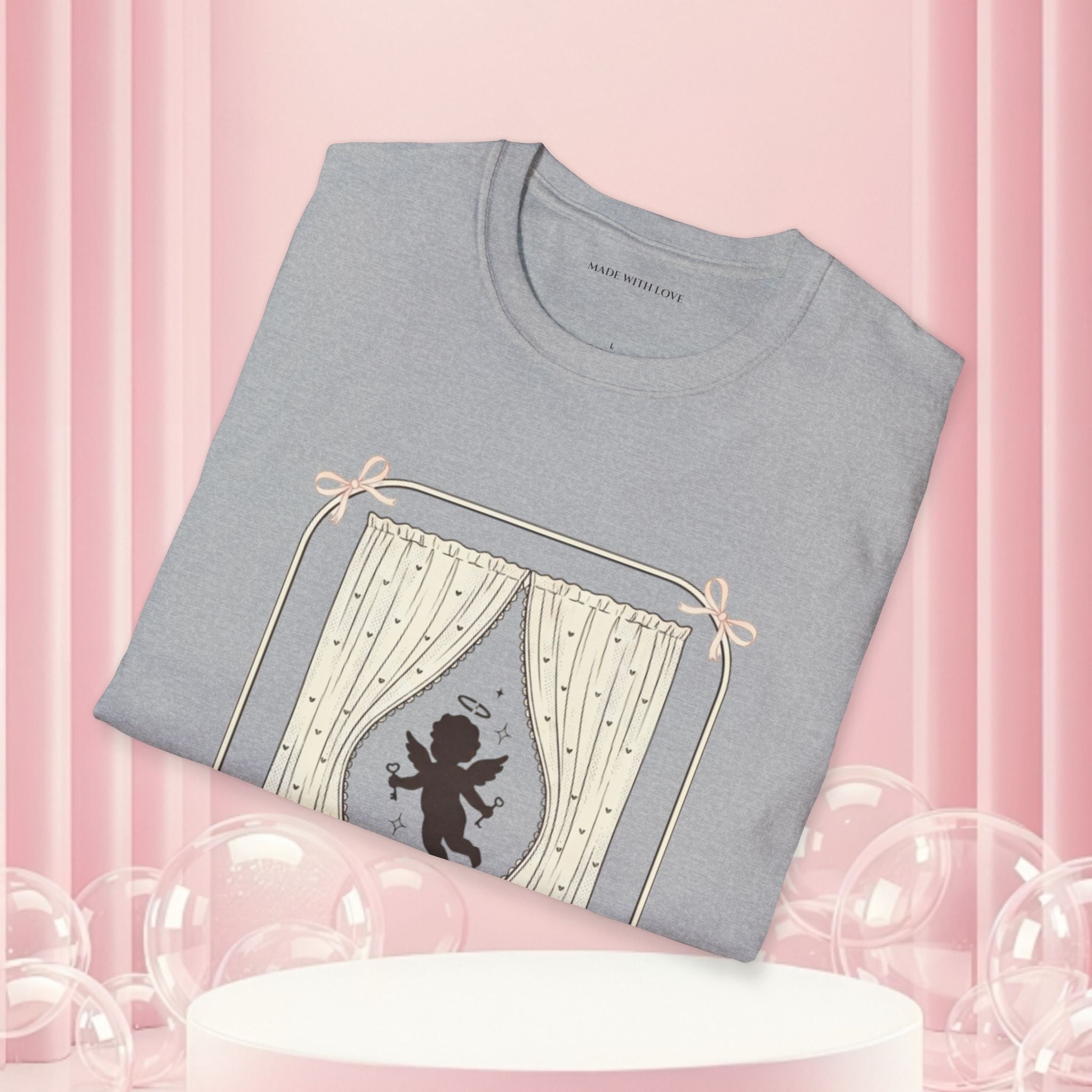 Milk & Lace Graphic T-Shirt — 'Handle With Desire' Vintage Cherub Design