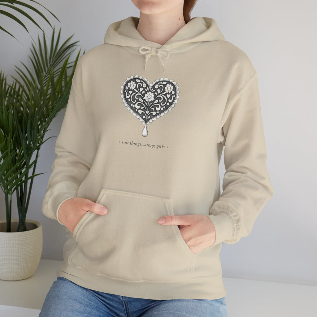 Romantic Delicate Graphic Hoodie — Floral-Inspired Cozy Sweatshirt