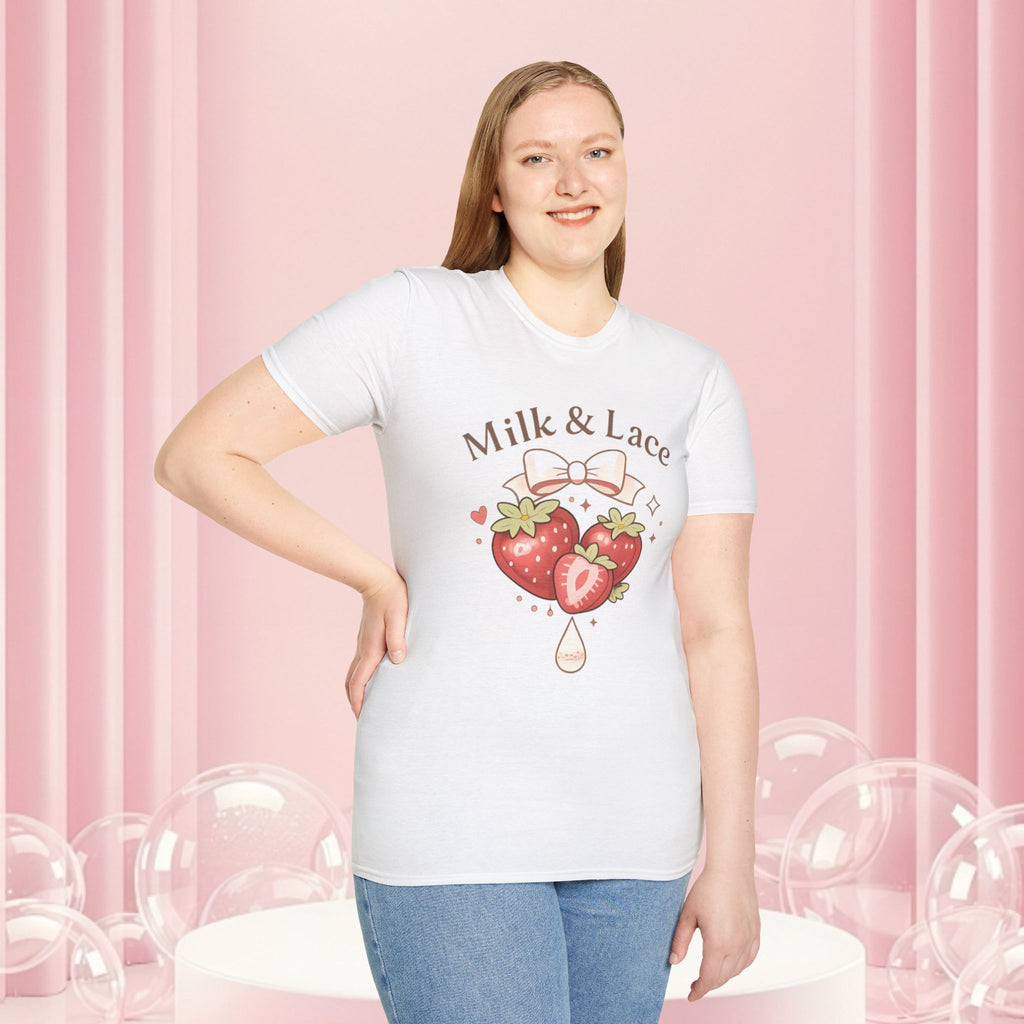 Milk & Lace Strawberry Tee — "Sweet but Deadly" Graphic T-Shirt