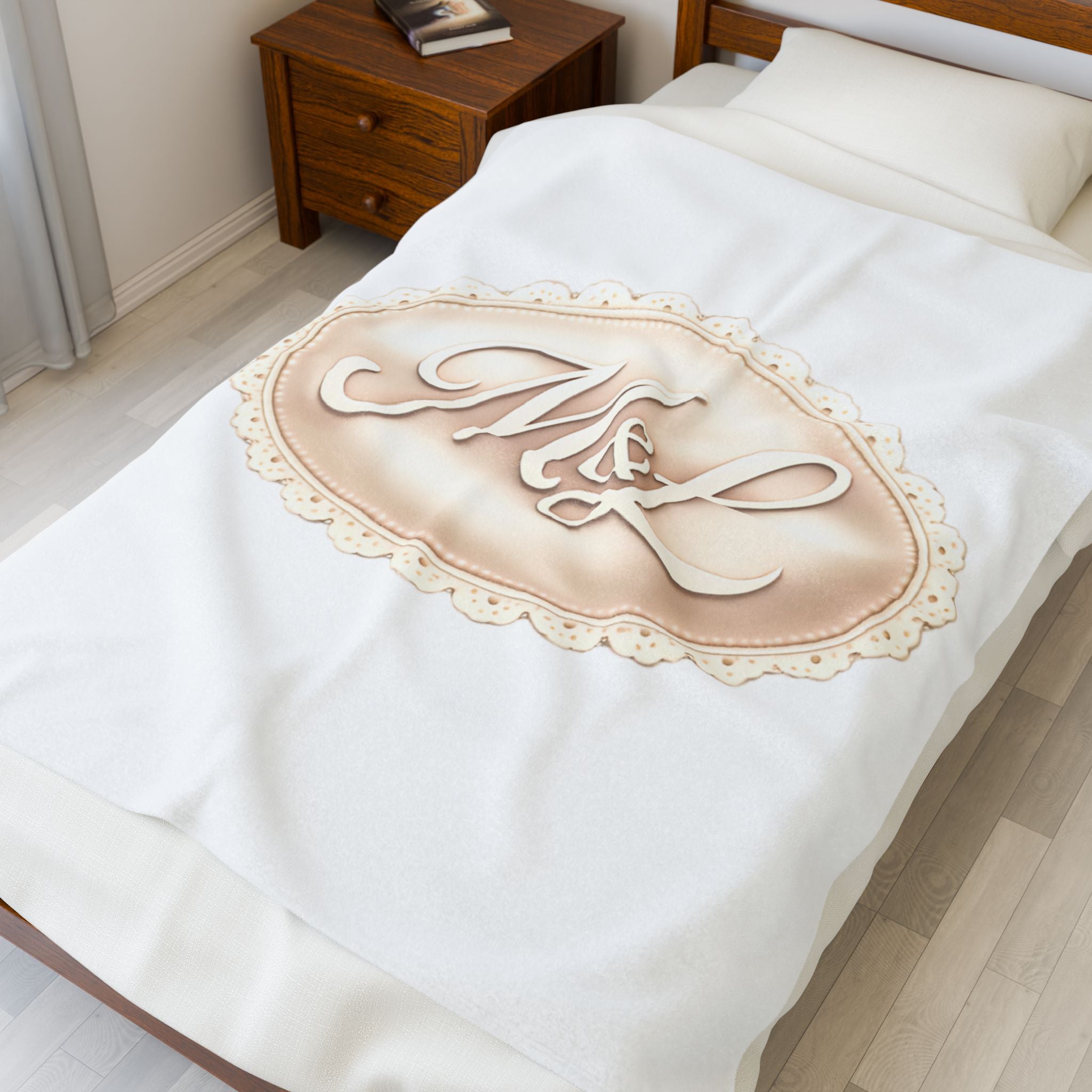 Monogram Velveteen Plush Blanket — Elegant Soft Personalized Throw