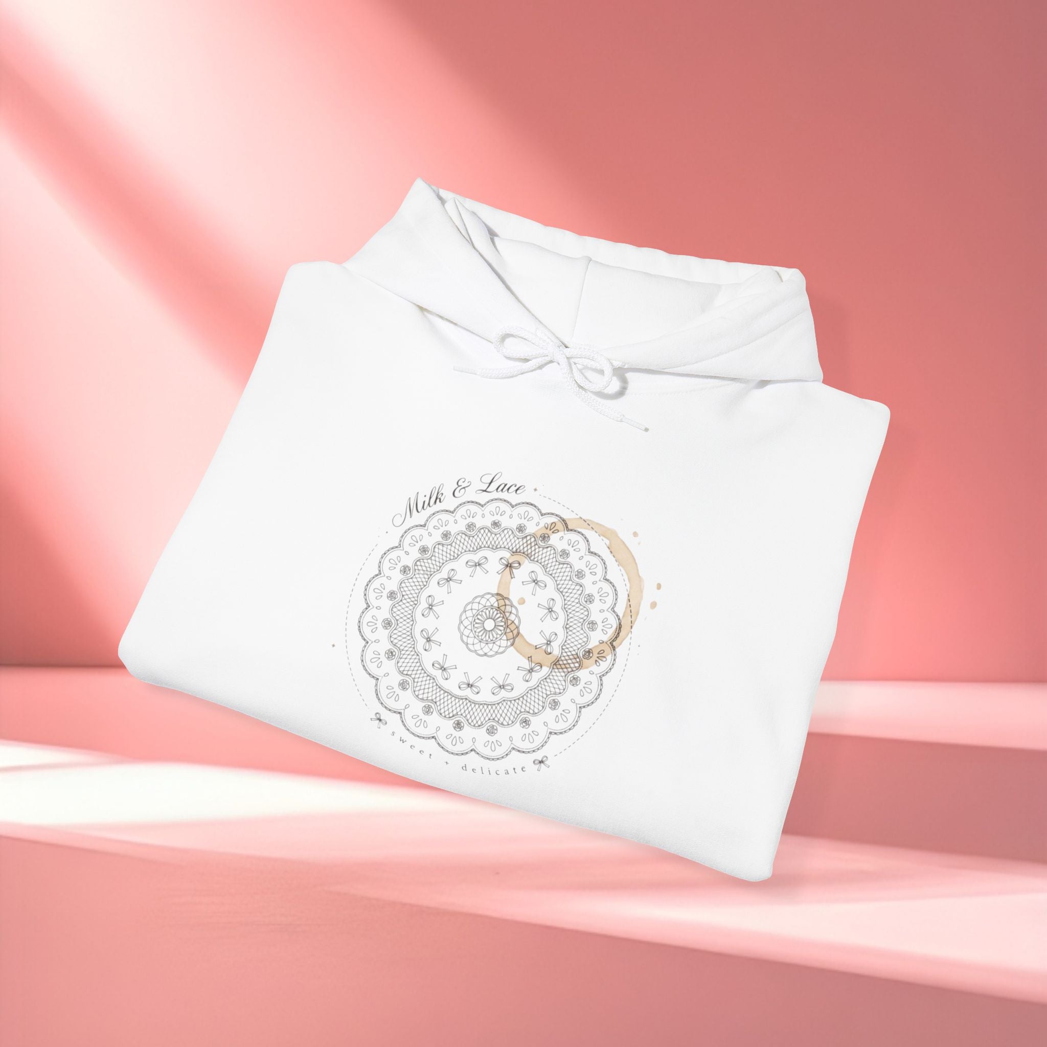 Mandala Coffee Stain Hoodie — Minimalist Boho Sweatshirt