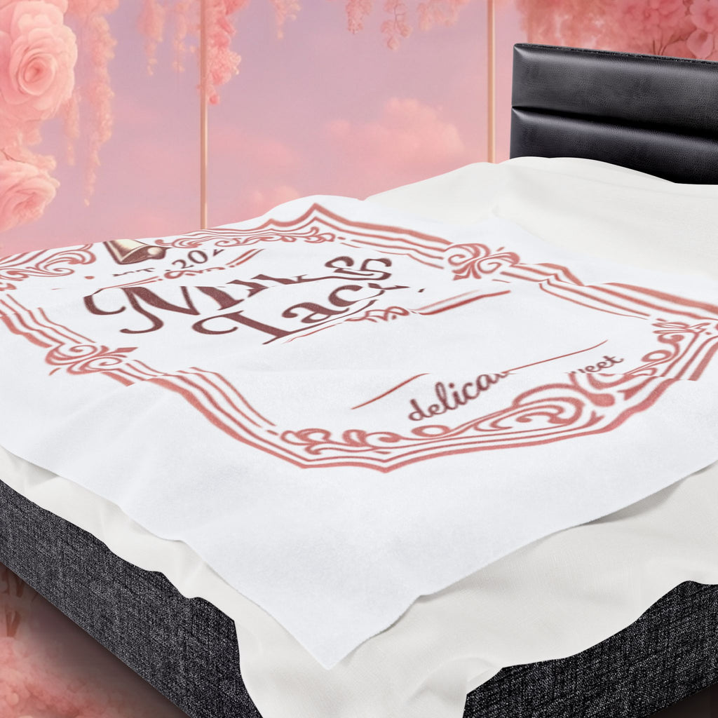 Velveteen Plush Blanket — "Milk & Lace" Vintage Label Cozy Throw