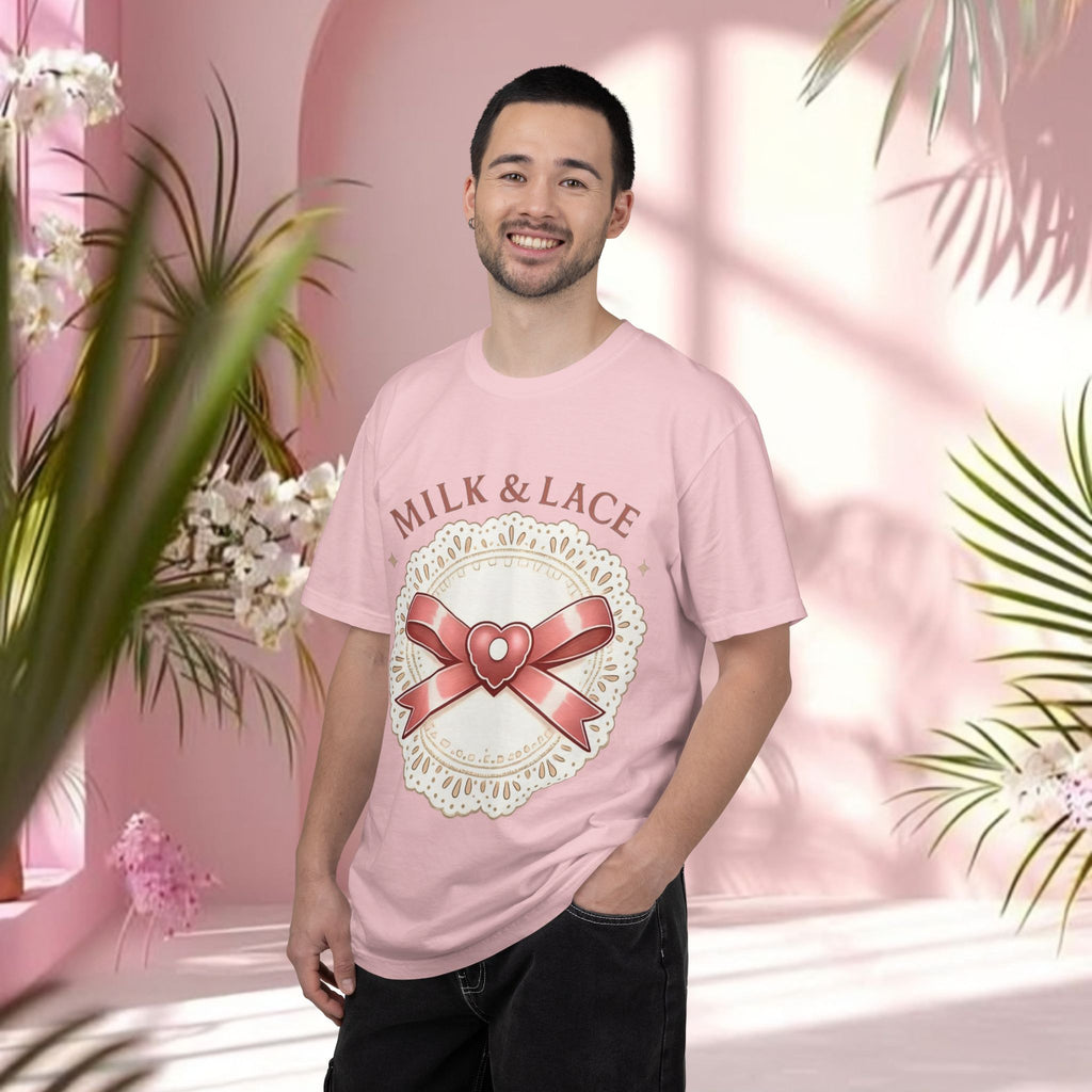 Milk & Lace Graphic T-Shirt — 'Soft Things Only' Romantic Bow Tee