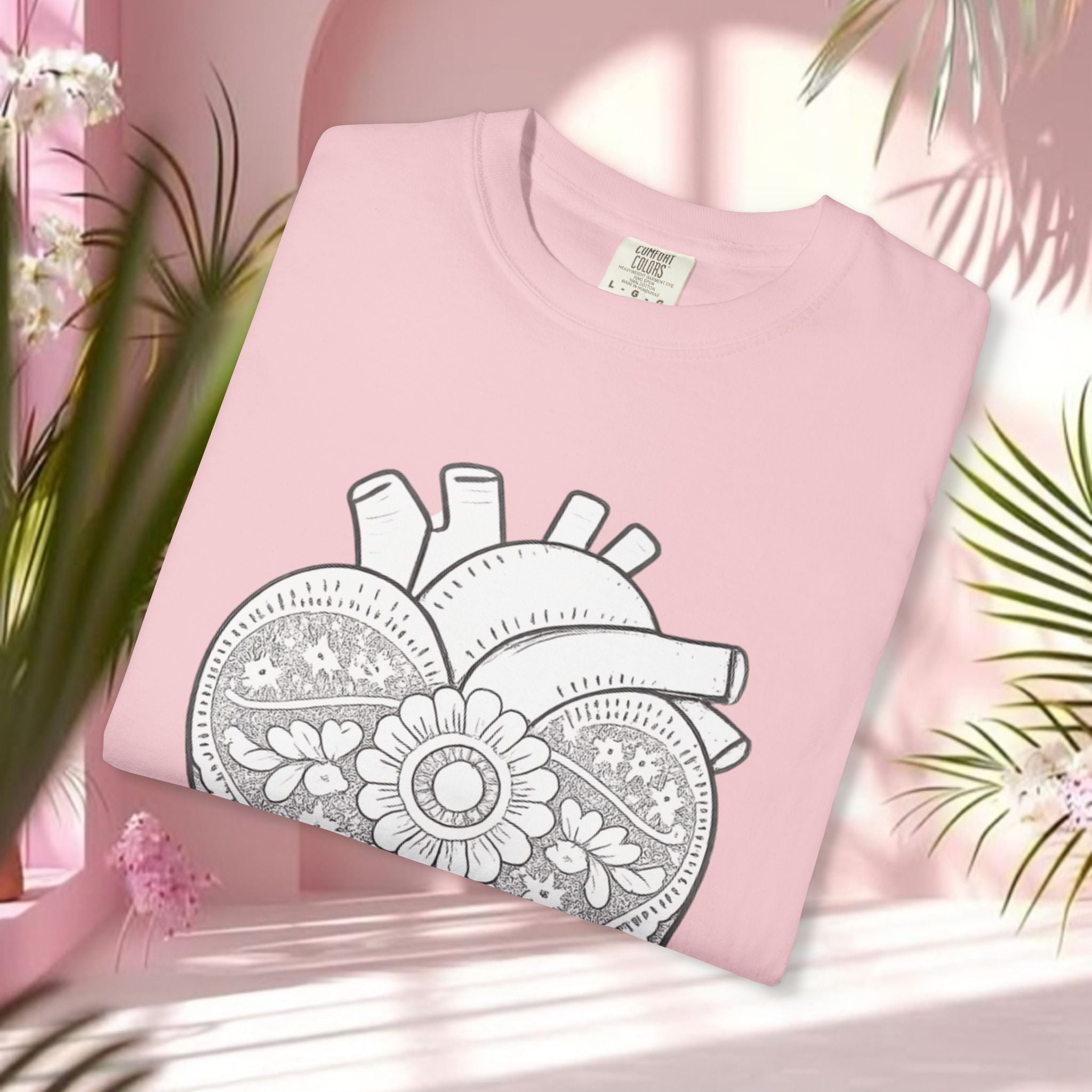 Lace Heart Anatomical Tee — "soft things only" Cotton T-Shirt