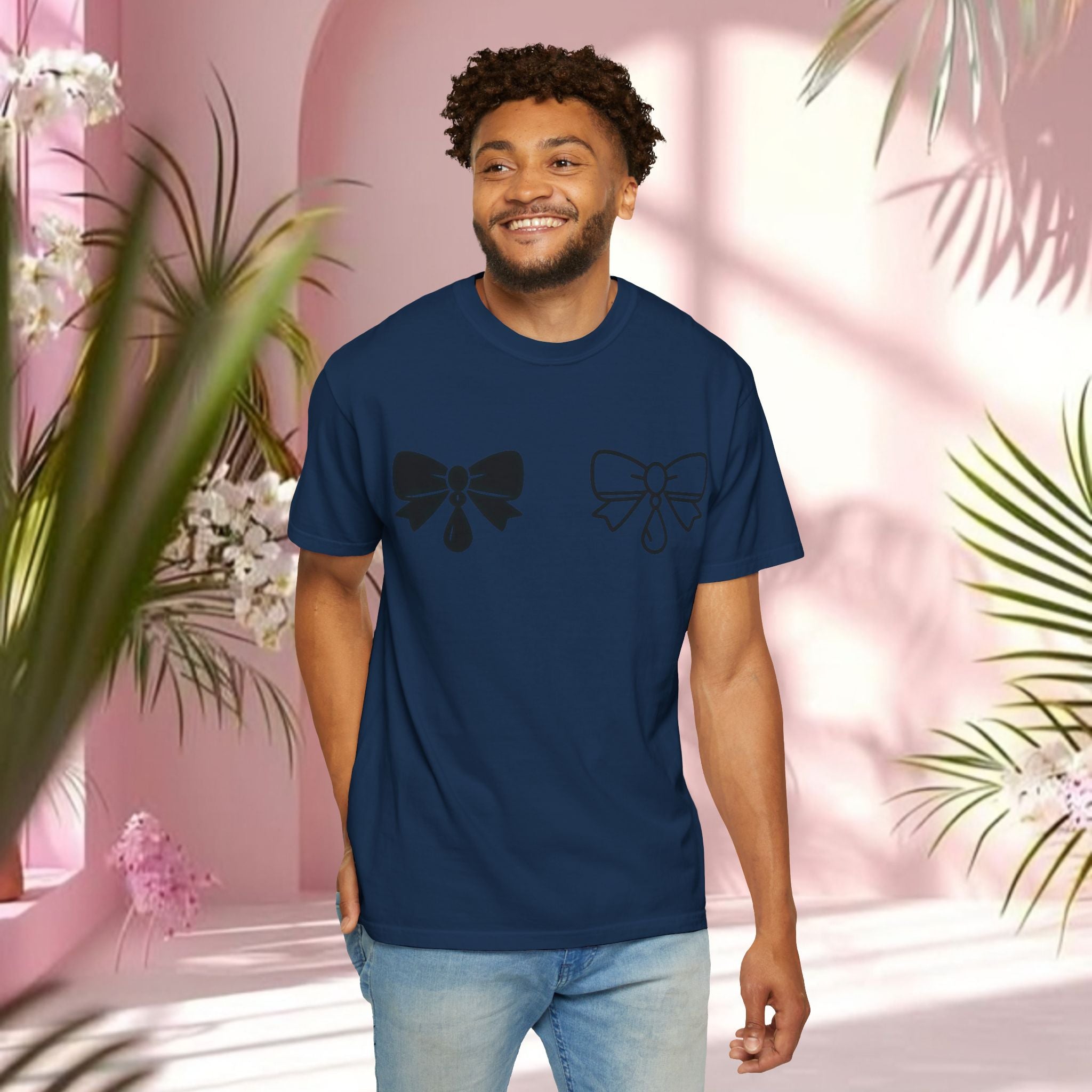 Bow Graphic T‑Shirt — "Milk & Lace — made of sugar." Back Text Tee