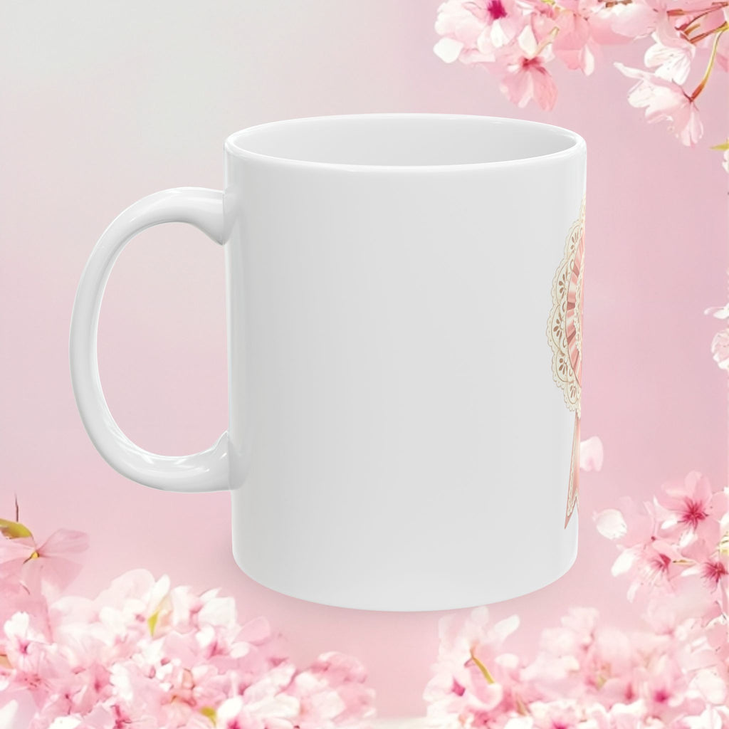 Pink Delicate Monogram Ceramic Mug — Personalized Initial Coffee Cup (11oz, 15oz)