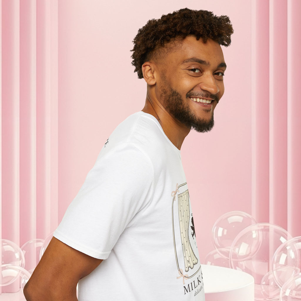 Milk & Lace Graphic T-Shirt — 'Handle With Desire' Vintage Cherub Design